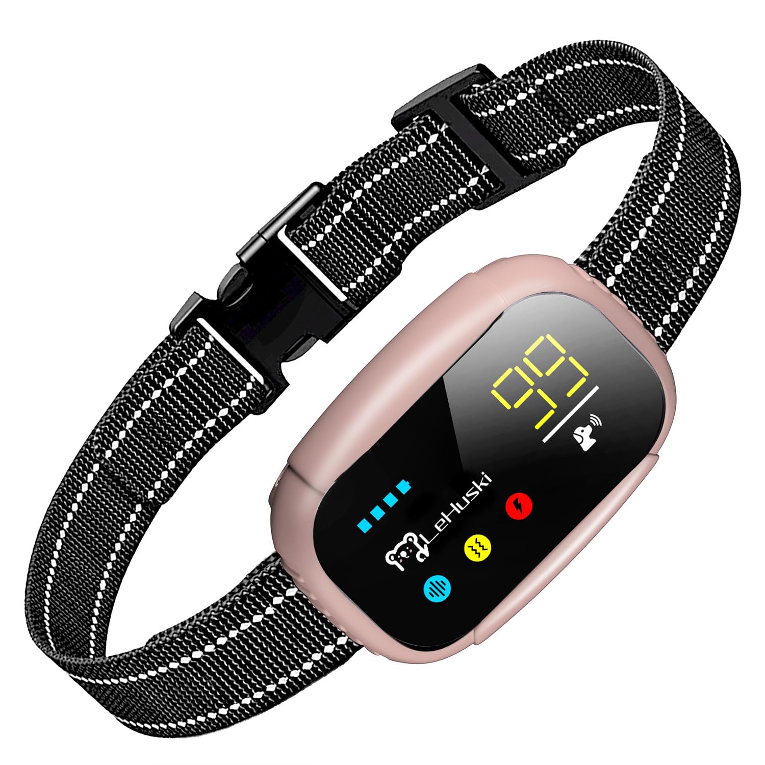 Rechargeable Anti Bark Collar for Dogs - Adjustable Beep & Vibration Training Collar with 5 Sensitivity Levels for Small, Medium & Large Dogs (Pink) | Effective No Bark Control for Home, Yard & Outdoor Use