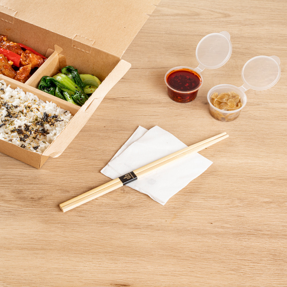 Premium Natural Bamboo Chopsticks - Eco-Friendly Modern Square Design with Paper Band, 9.5 Inch, 100 Count Box - Perfect for Asian Cuisine, Sushi Parties & Home Dining