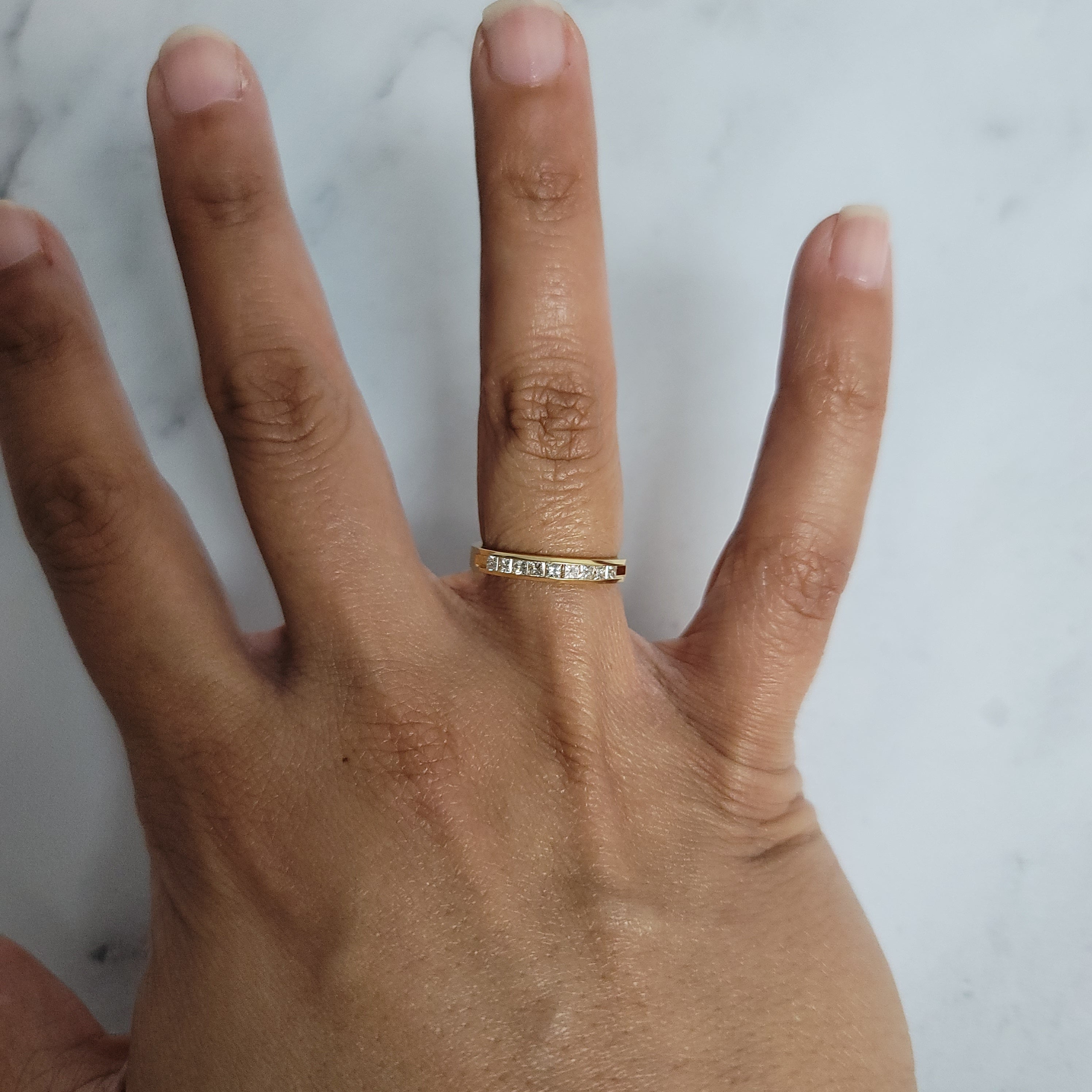 Princess Cut Channel Diamond Wedding Band for Women - 14K White Gold Bridal Ring - Elegant Stackable Band for Engagement, Anniversary & Special Occasions