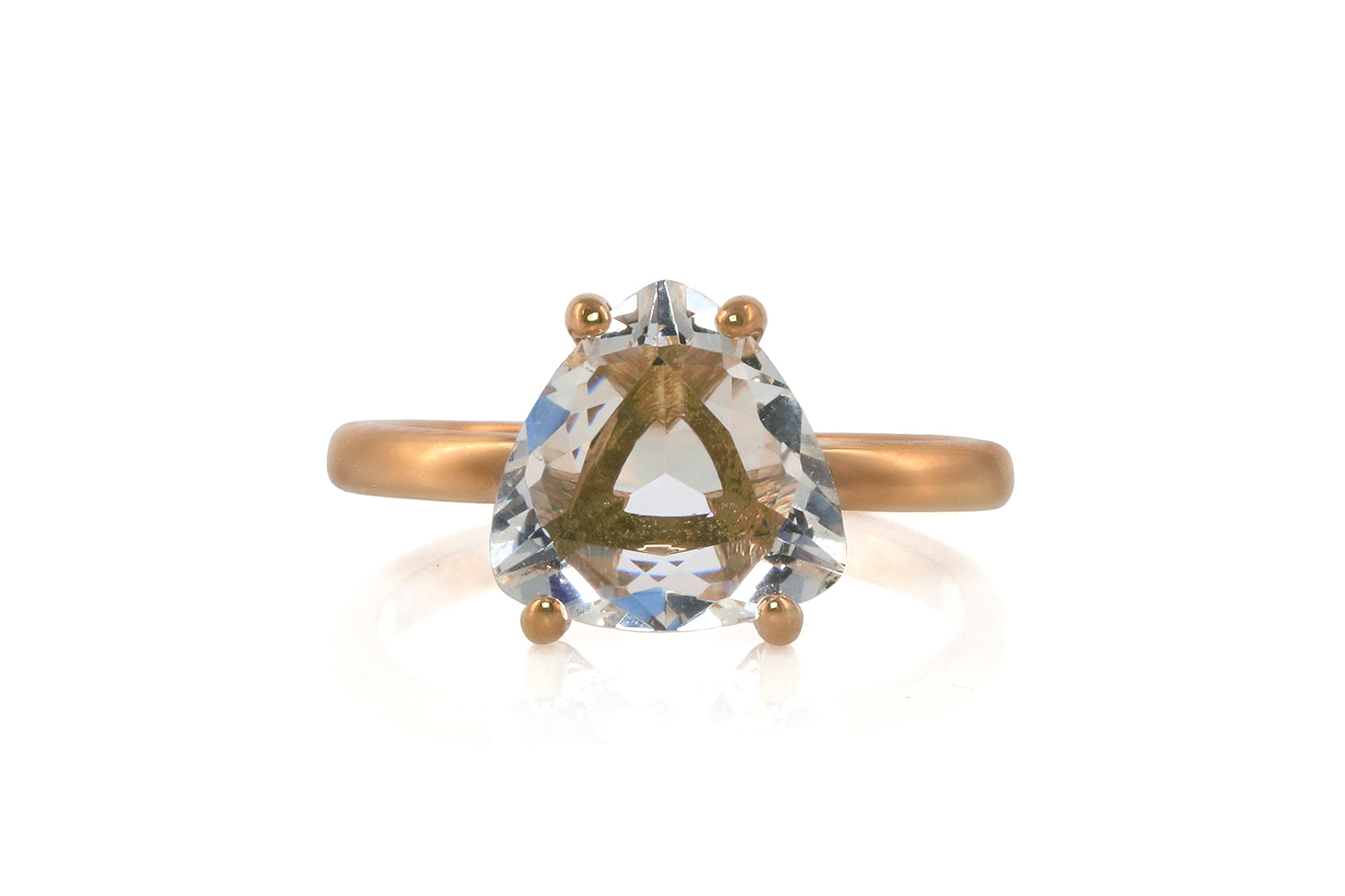 Anemone Unique Rose Gold Rings - 14k Rose Gold Crystal Quartz Engagement Ring - Elegant Jewelry Gift for Prom, Valentine's Day - Handmade with Fancy Box - Perfect for Weddings, Anniversaries & Special Occasions