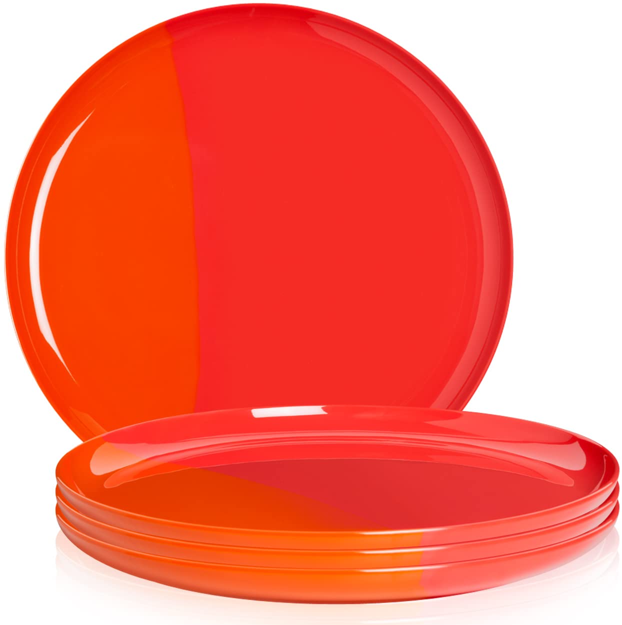 **4-Pack Durable Melamine Side Plates (1/2 & 1/2 Size) - Chip & Break-Resistant, Dishwasher Safe - Perfect for Salads, Desserts, Kids Meals, Indoor & Outdoor Dining (Orange/Salmon Color)**