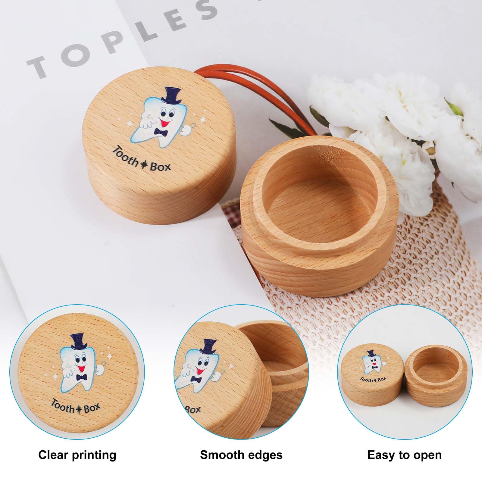 Wooden Tooth Holder Fairy Box - Baby Tooth Keepsake Storage Container for Lost Teeth | Perfect Tooth Saver Gift for Boys and Girls | First Tooth Milestone, Tooth Fairy Tradition, Memory Box for Childhood Keepsakes