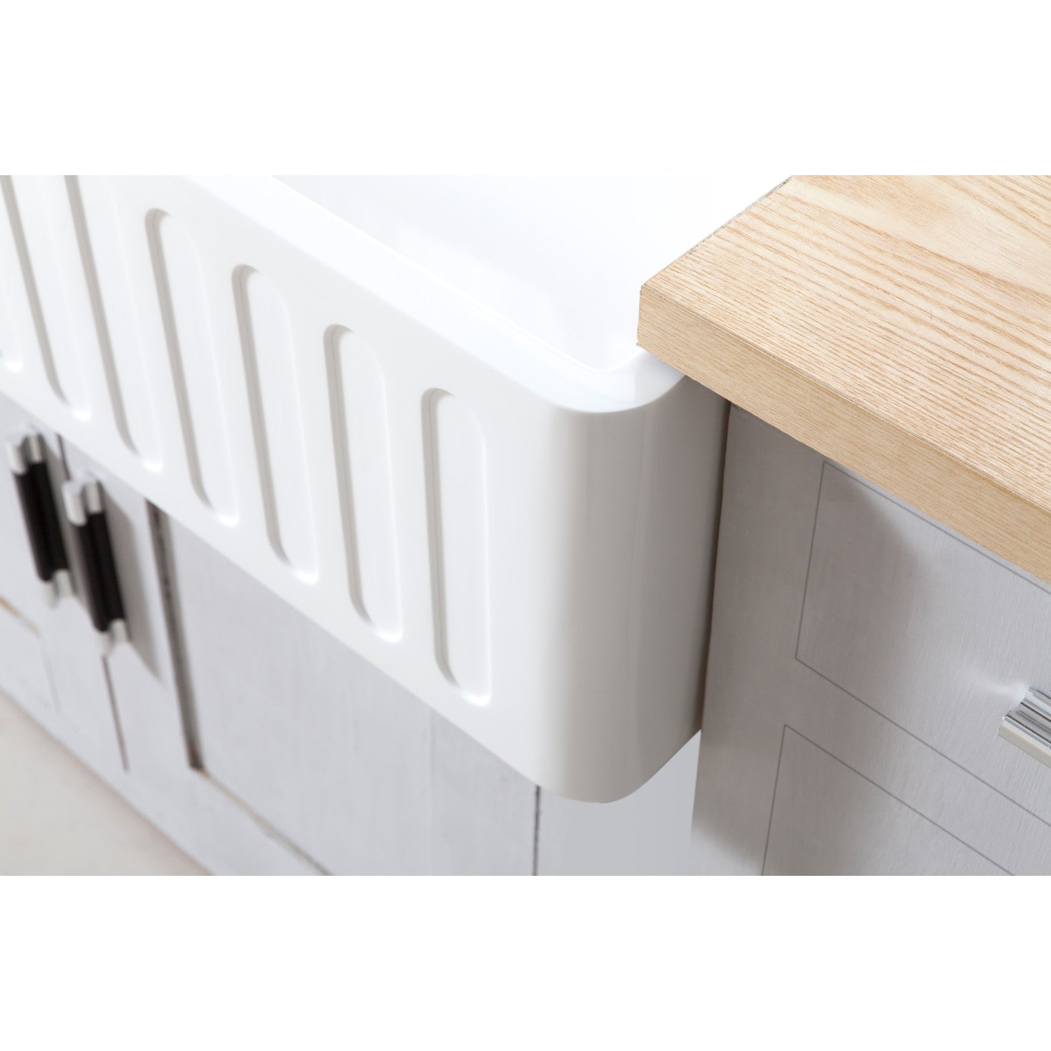 Arcticstone 36 Inch White Farmhouse Kitchen Sink - Matte White Solid Surface Single Bowl Apron Front Sink with Strainer - Perfect for Modern Farmhouse & Rustic Kitchen Designs