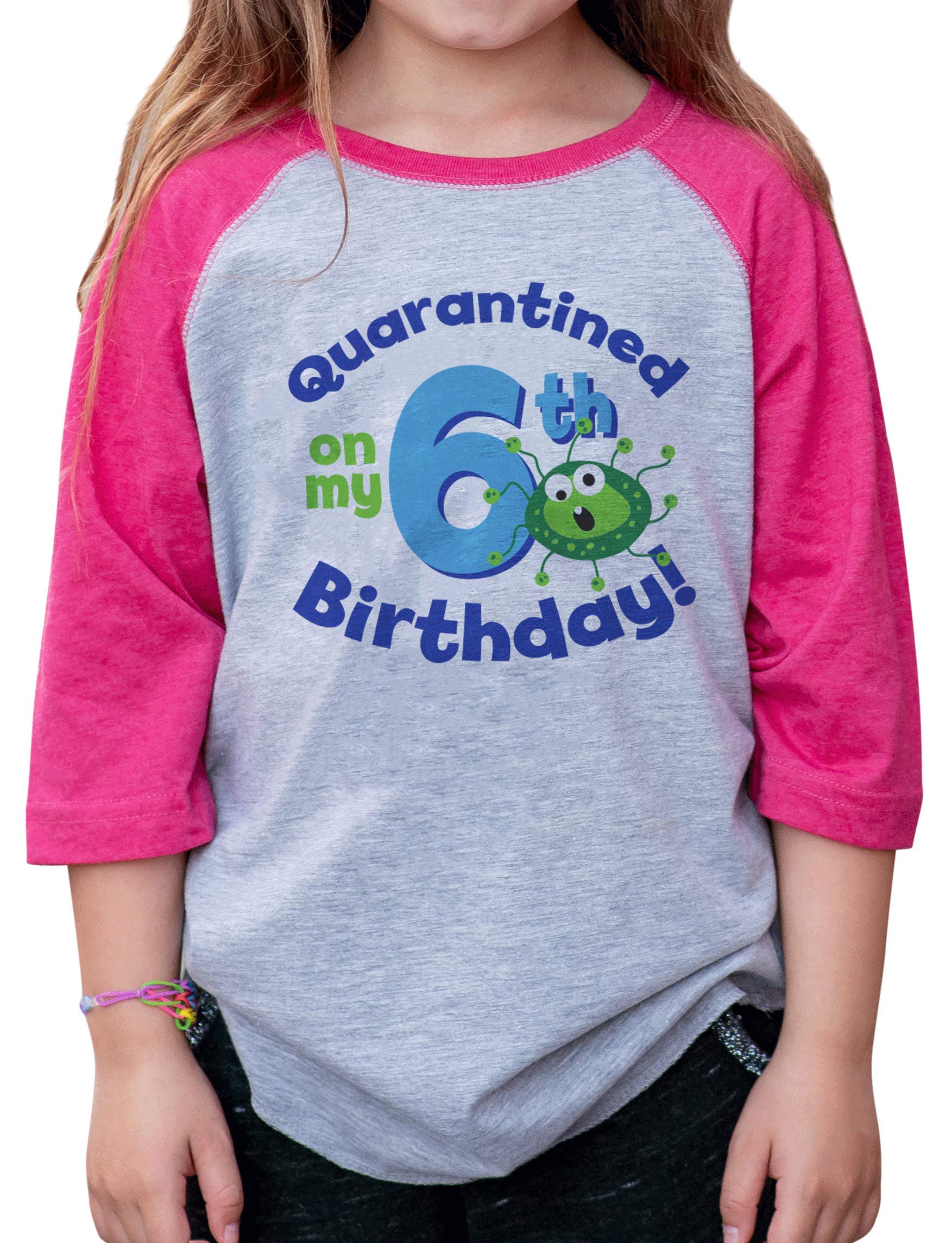 7 Ate 9 Apparel Girls' 6th Birthday T-Shirt - Cute Quarantine Germ Protection Shirt for Toddler Girls - Perfect for Birthday Parties, School Events & Family Gatherings