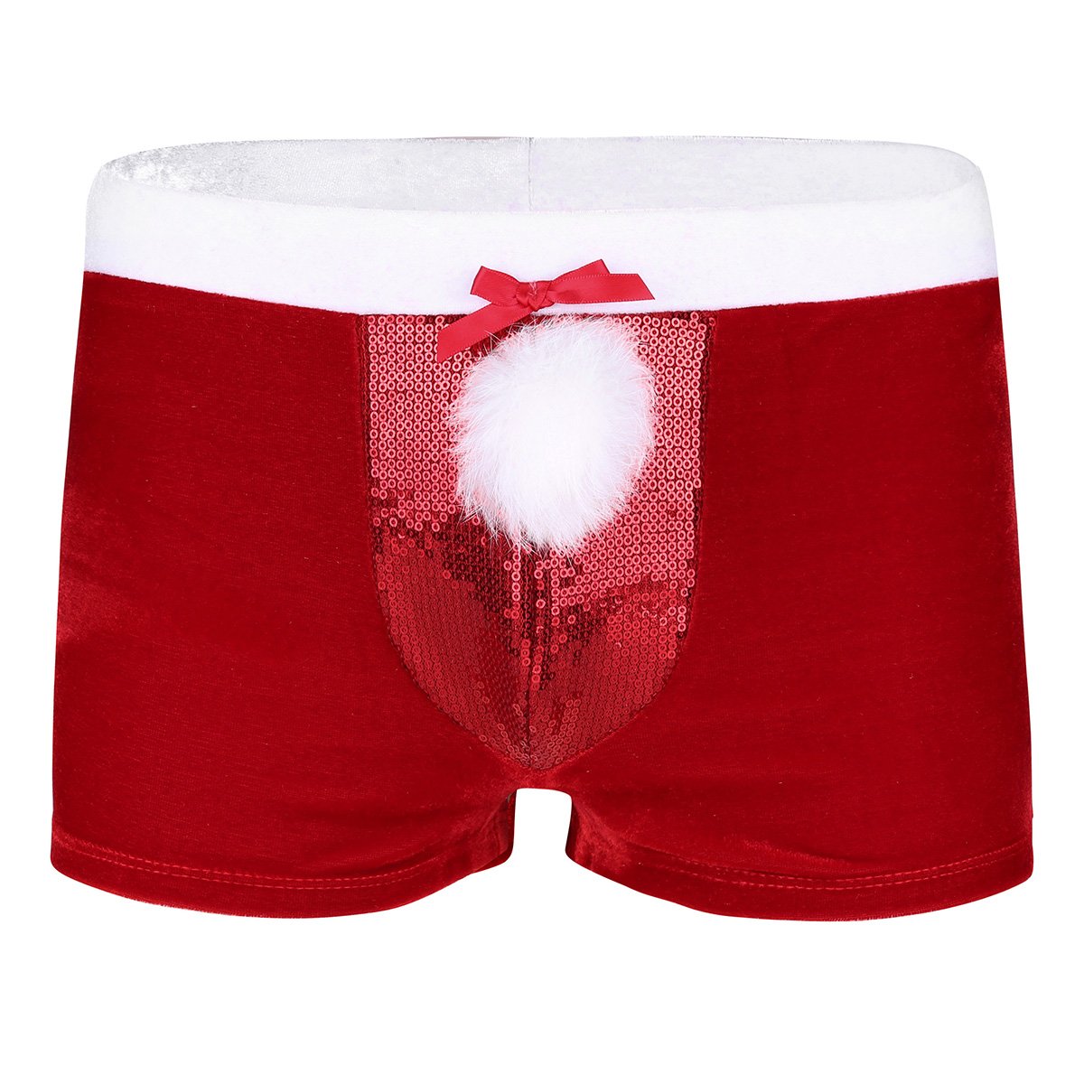 Men's Velour Christmas Santa Boxer Shorts - Festive Holiday Underwear for Cosplay & Comfortable Sleepwear