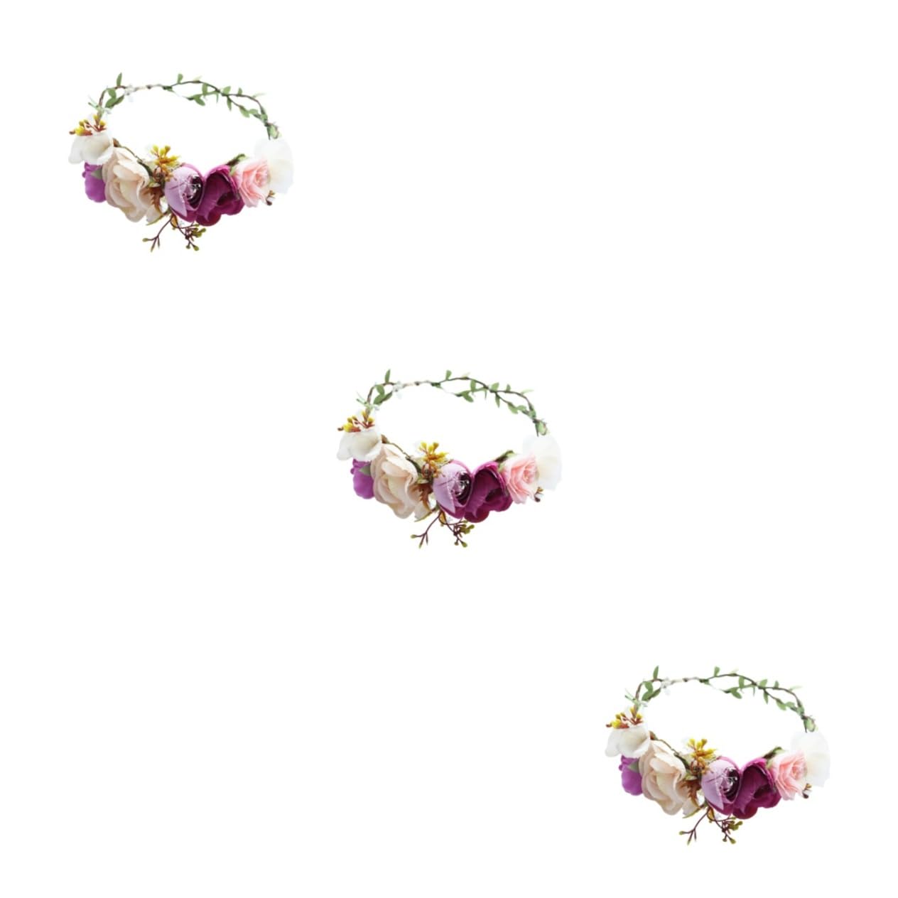 3-Piece Floral Headpiece Set for Women - Rose Wreath Headbands, Bridal Hair Accessories for Weddings & Festivals - Perfect for Brides, Bridesmaids, and Boho Style Events