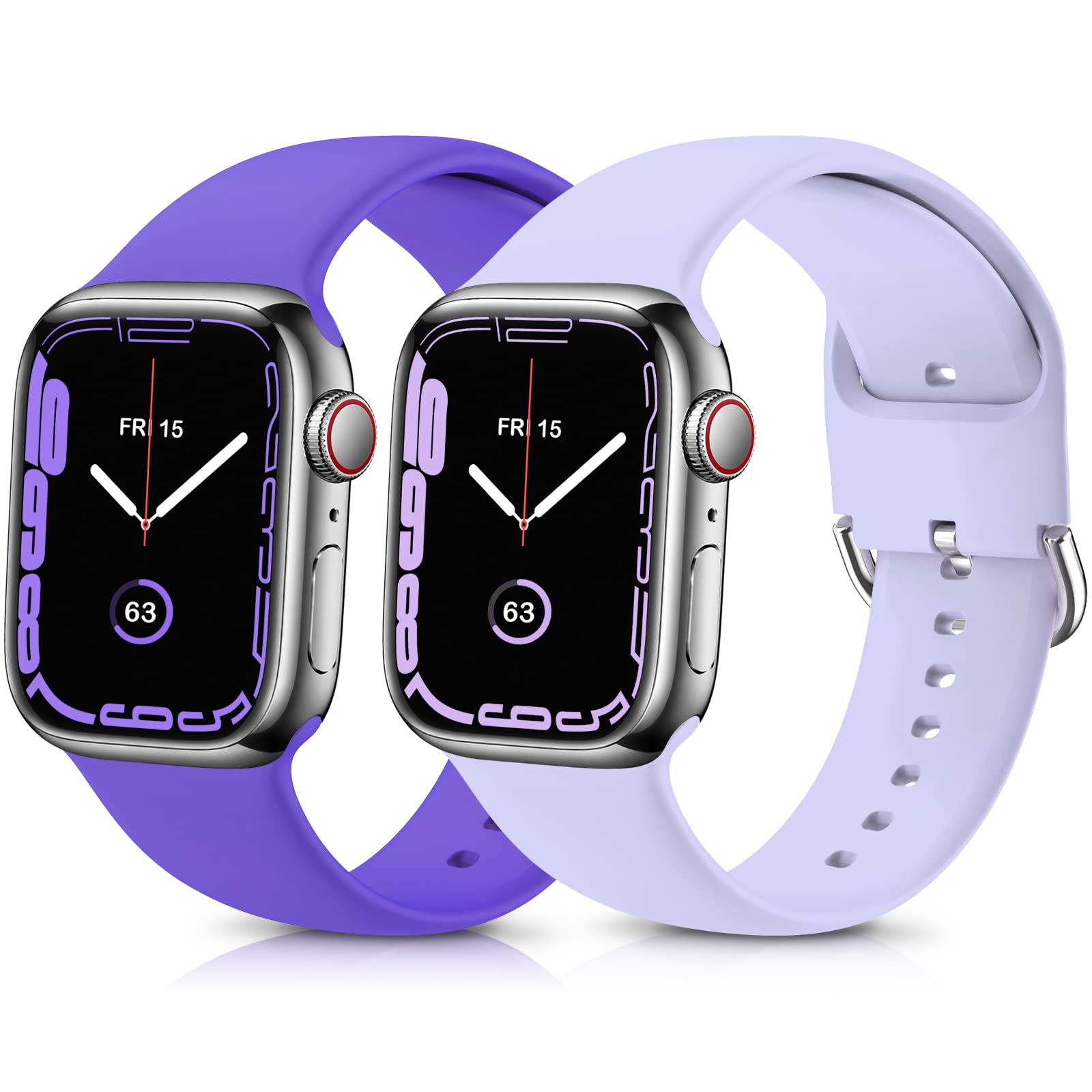 ZALAVER Soft Silicone Sport Band Compatible with Apple Watch 49mm 45mm 44mm 42mm 41mm 40mm 38mm - Strap for iWatch Ultra/SE/Series 8/7/6/5/4/3/2/1 - Women's Purple/Lavender Watch Band - Perfect for Running, Gym Workouts & Daily Wear