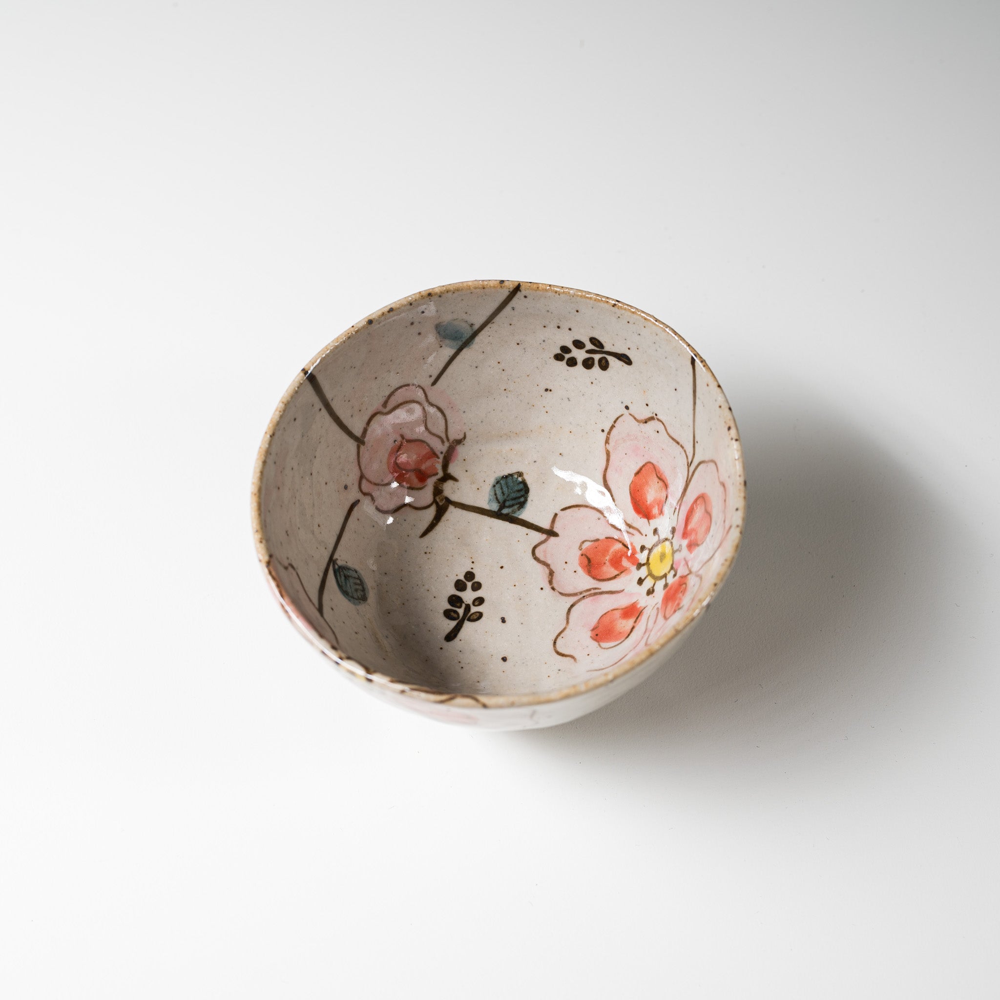 Mino Ware Wildflowers Rice Bowl - Handcrafted Japanese Ceramic Pink Tea Bowl for Sushi, Ramen & Matcha | Perfect for Dining, Gifts & Home Decor
