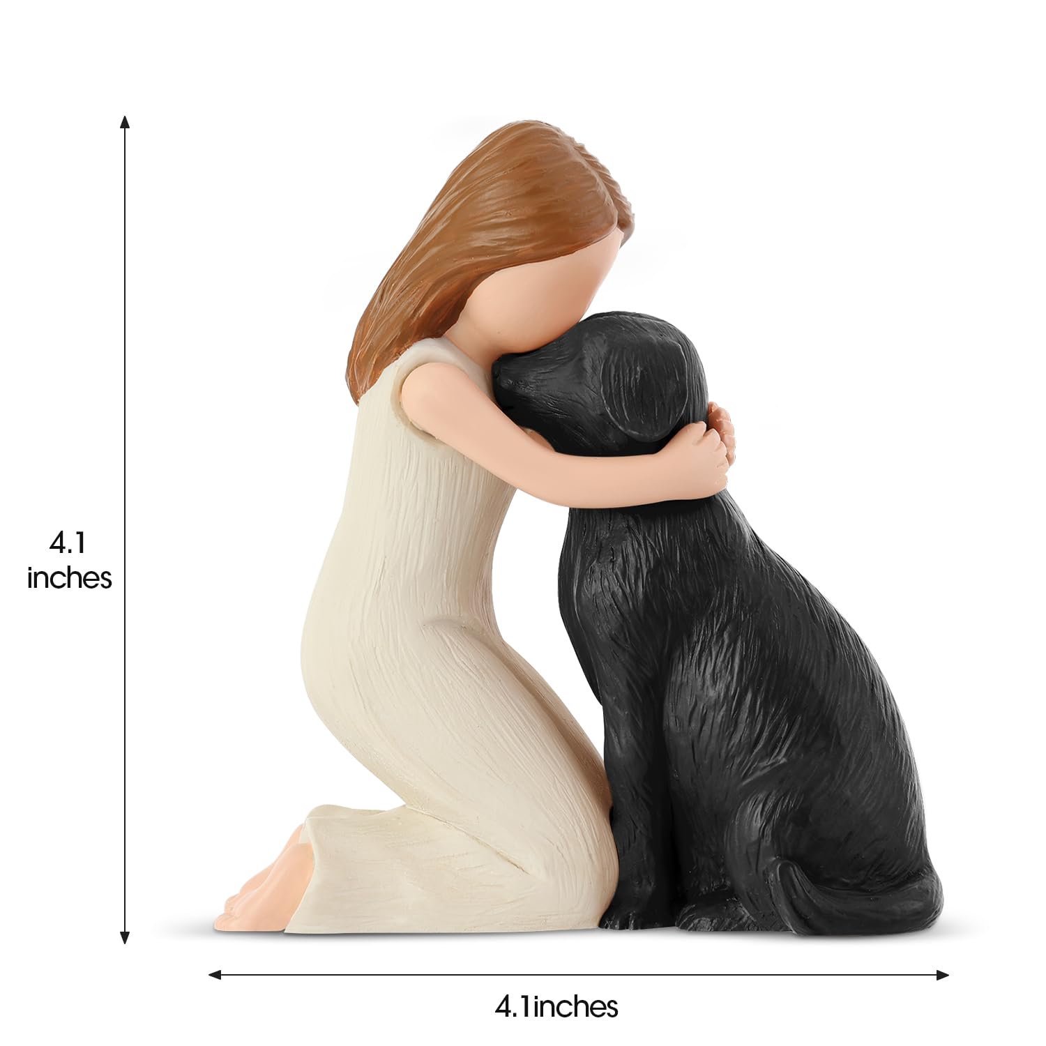 Hand-Painted Black Dog Figurine - Memorial Statue for Dog Lovers, Friendship & Remembrance Gift, Angel Dog Sculpture for Home Decor, Pet Loss Comfort, and Shelf Display