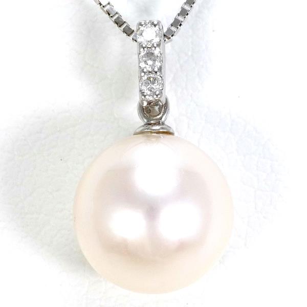 14K White Gold Pearl and Diamond Necklace for Women - Elegant Bridal Jewelry, Wedding Gift, Anniversary Present, Party Accessory