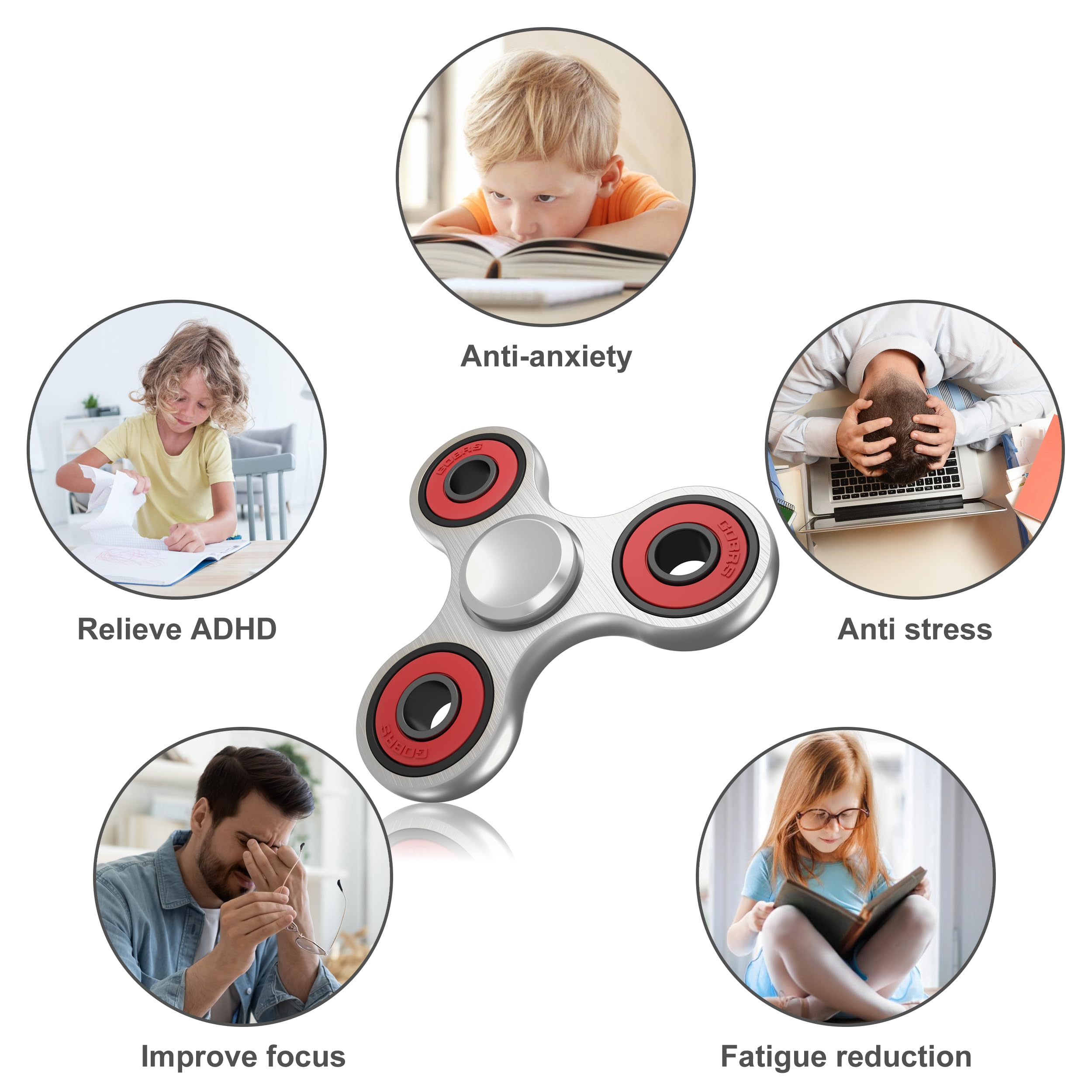 ATESSON Premium Metal Fidget Spinner Toy - High-Speed Durable Bearing for Stress Relief, ADHD & Anxiety Focus - Fun EDC Hand Spinner for Kids & Adults - Perfect for Office, School & Travel Use