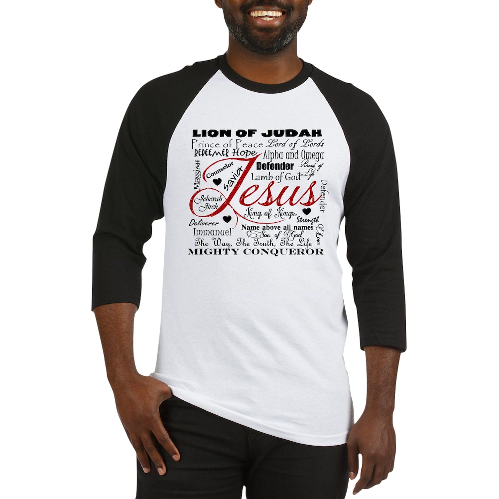 Jesus Name Baseball Jersey for Men - Cotton 3/4 Raglan Sleeve Shirt - Christian Sports Apparel for Church, Games & Fan Events