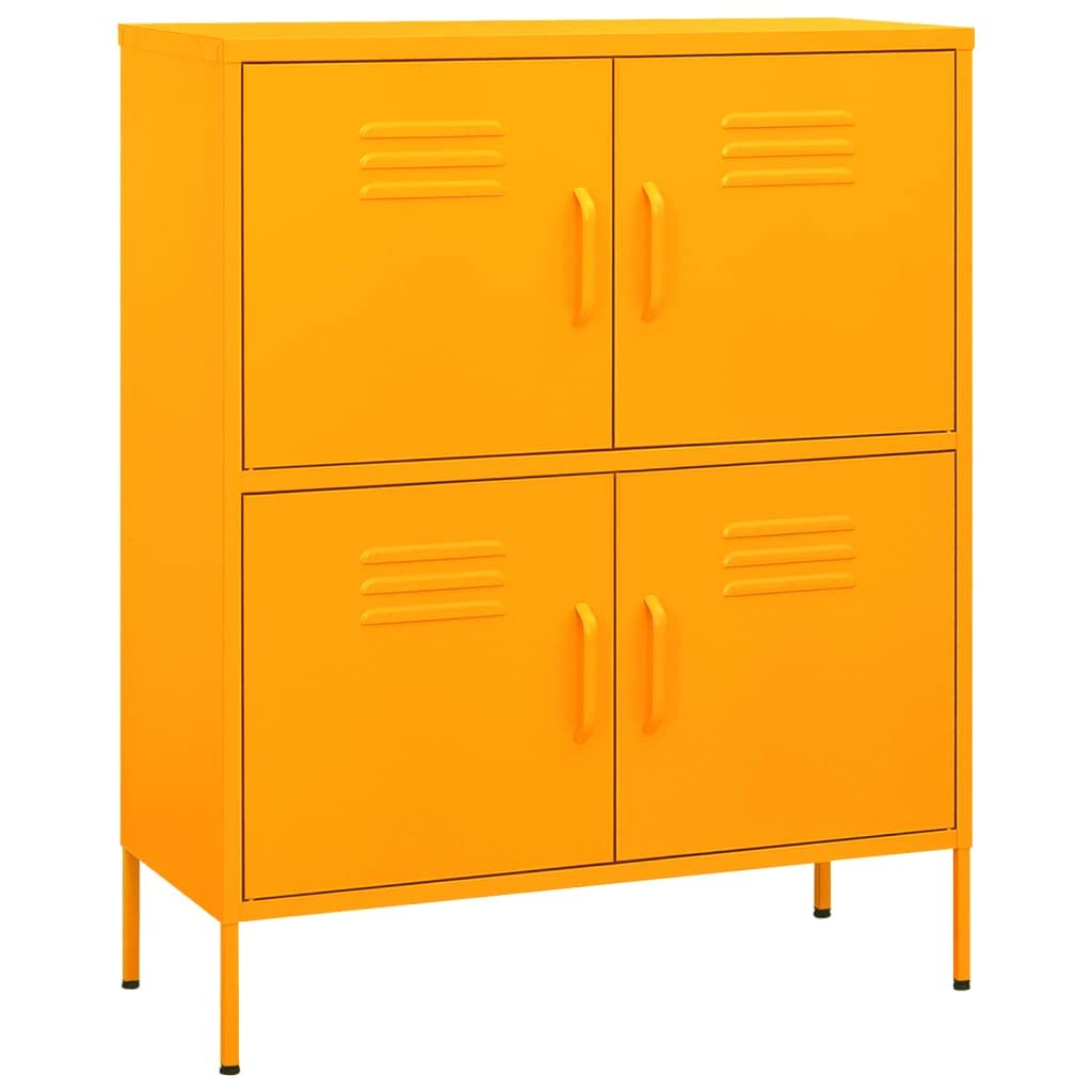 vidaXL Mustard Yellow Steel Storage Cabinet with Shelves - Freestanding File Cabinet for Home Office, Industrial Style Organizer - Perfect for Document Storage, Office Supplies & Home Organization
