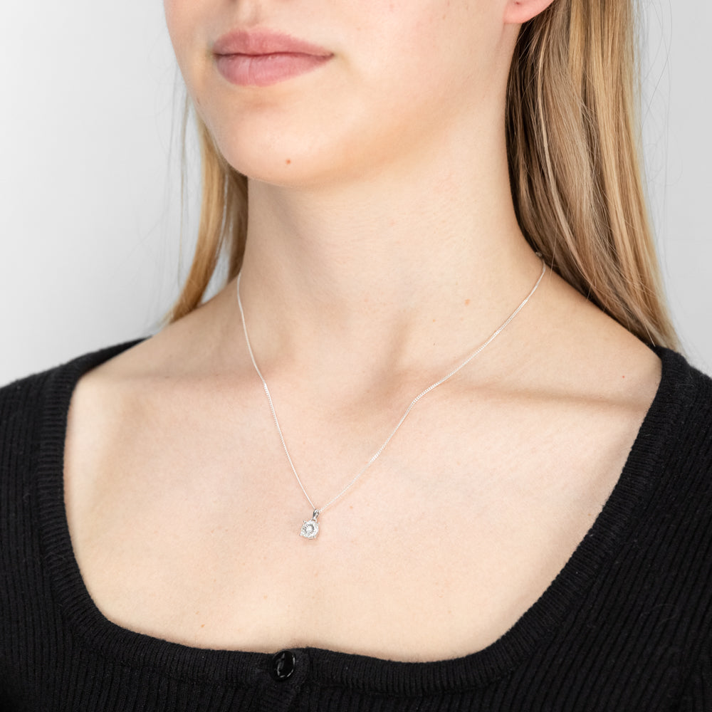 9ct White Gold Diamond Pendant Necklace - Elegant Solitaire Jewelry for Women - Perfect for Weddings, Anniversaries & Special Occasions