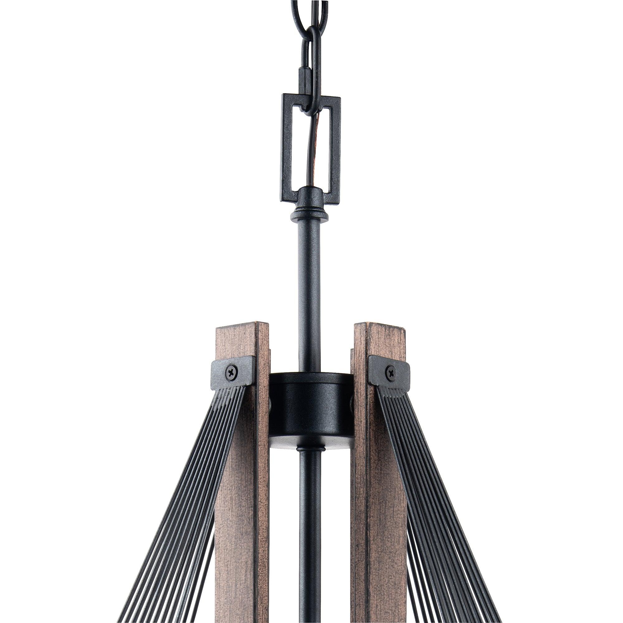 Zenith 4-Light Black & Wood Dimmable Pendant Light Fixture for Kitchen Island, Dining Room, or Living Room Ceiling Lighting