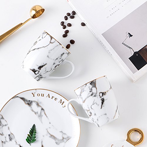 Handmade Ceramic Marble Coffee Mug - 12oz Tea Cup with Comfortable Handle for Hot Drinks, Perfect for Morning Coffee, Office Use & Gift Giving