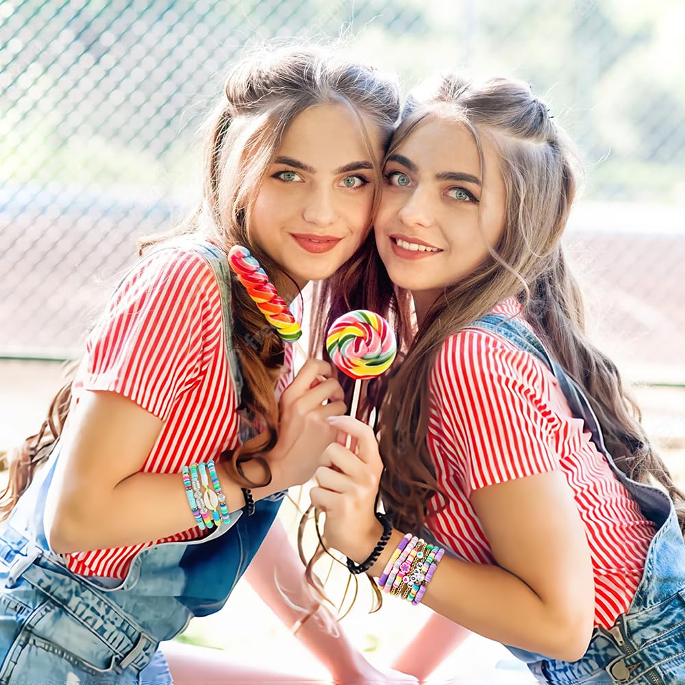 Trendy Preppy Friendship Bracelets for Girls & Women - Stackable Surfer Beaded Jewelry Set for Teens (Perfect for Beach Parties, Summer Gifts & Everyday Boho Style)
