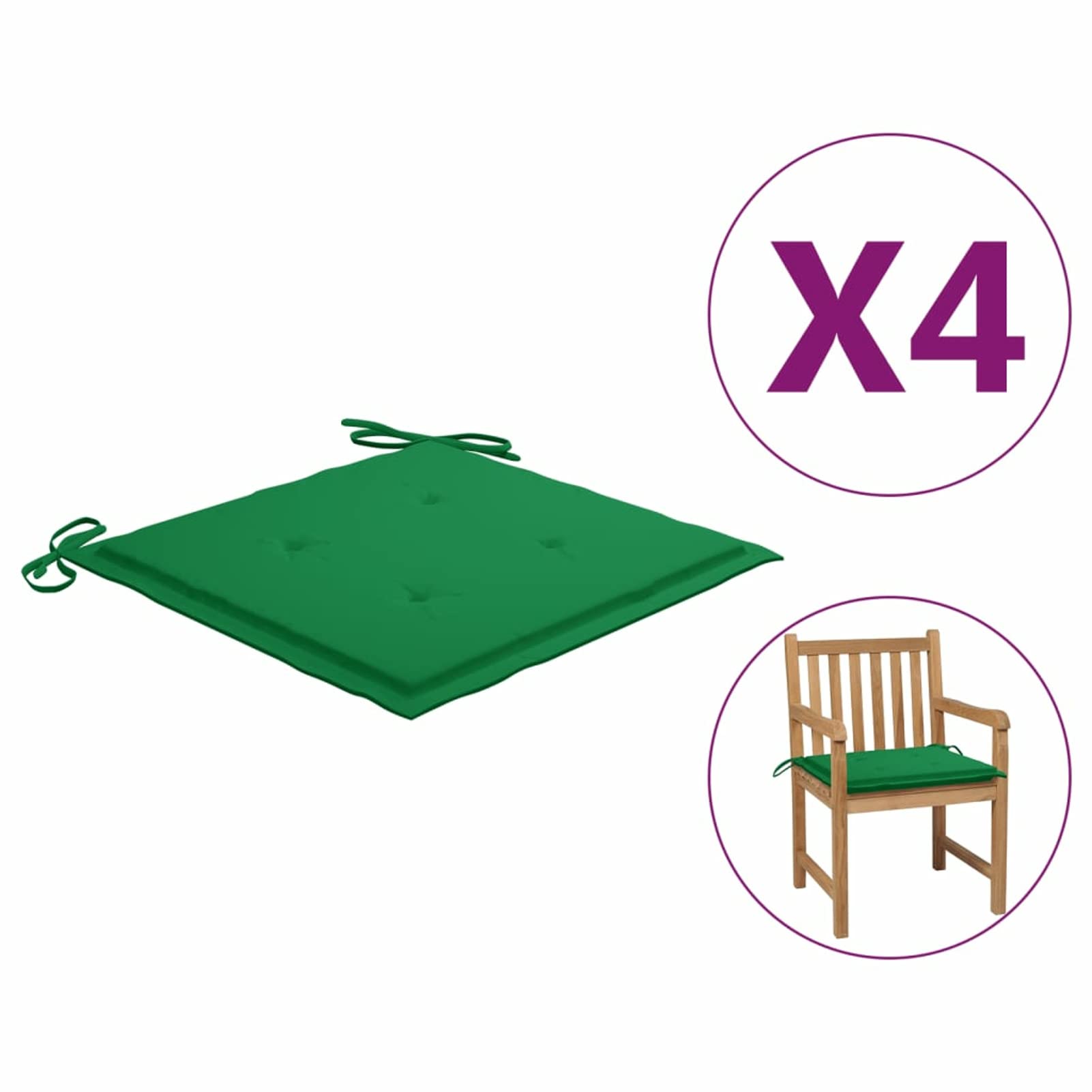 Tidyard 4-Piece Outdoor Chair Cushions Set - 19.7x19.7x1.2 Inch Green Patio Seat Pads for Garden, Deck, Poolside & Outdoor Furniture - Water-Resistant Fabric Cushions for Comfortable Relaxation