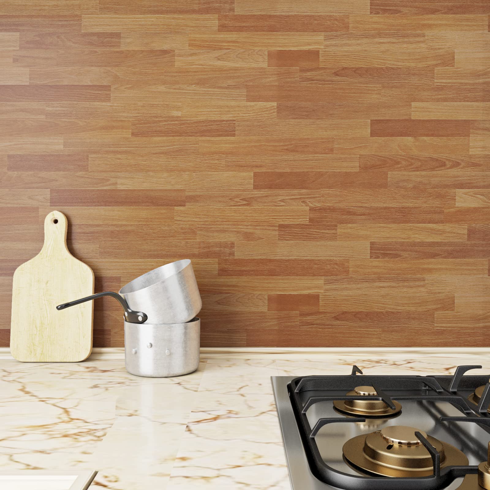 Livelynine Waterproof Peel and Stick Butcher Block Countertop Paper - Light Wood Vinyl Wrap for Kitchen Countertops, Islands, Desks (15.8