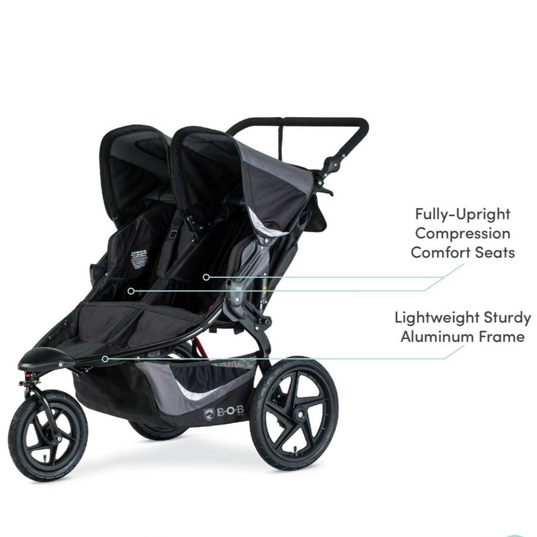 BOB Revolution Flex Duallie 3.0 Double Jogging Stroller - Lightweight All-Terrain Baby Stroller for Twins - Perfect for Running, Hiking & Outdoor Adventures with Two Kids