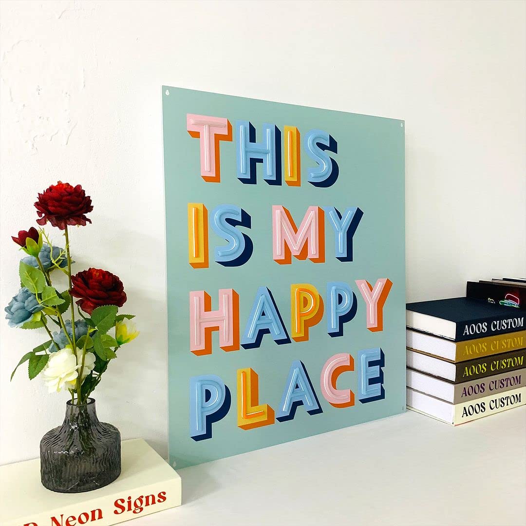Custom Neon Signs for Room Decor - LED Bedroom Lights, Aesthetic Home & Wedding Decorations, Party & Kitchen Lighting - Perfect for Bedrooms, Living Rooms, Weddings & Parties (This is My Happy Place)