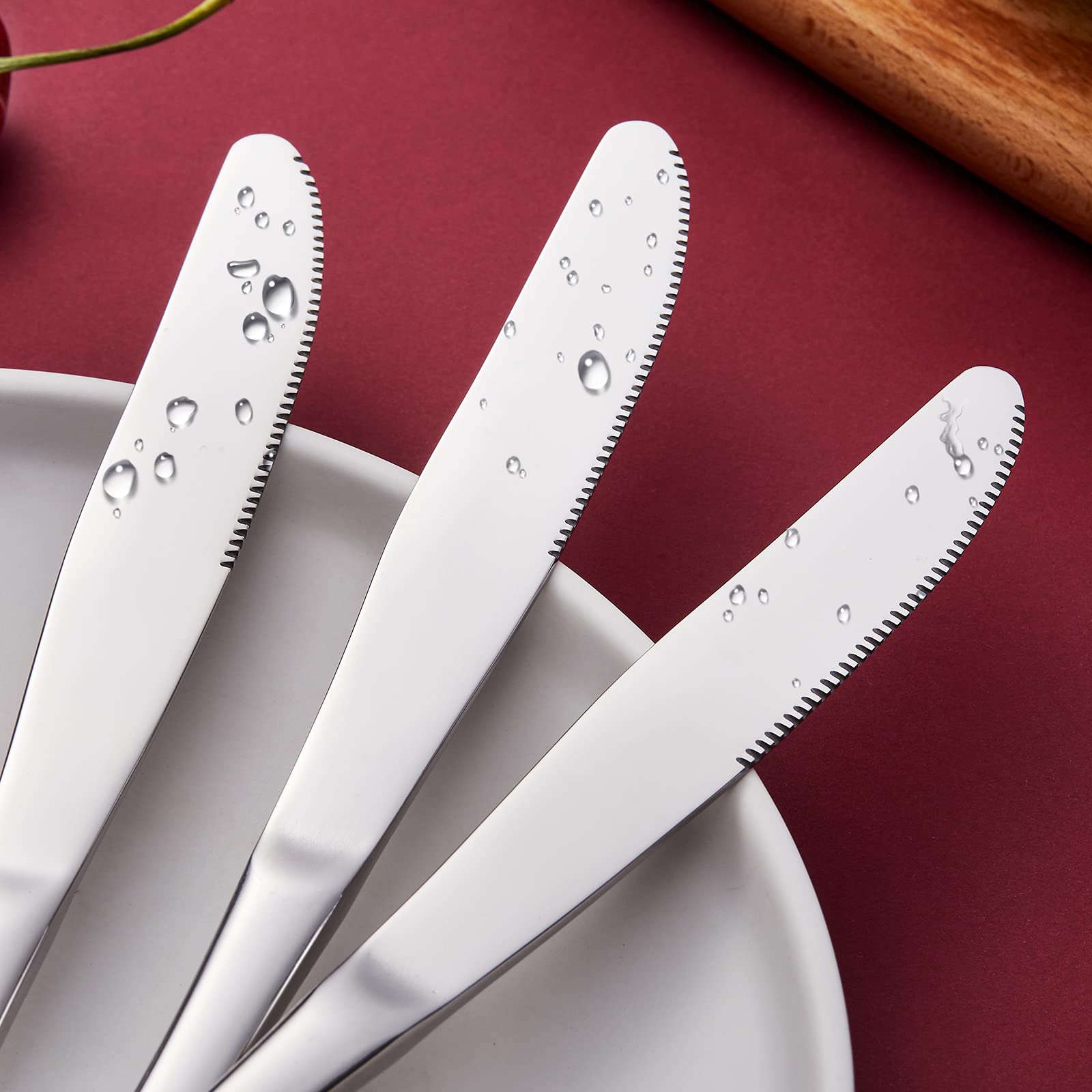 16-Piece Stainless Steel Dinner Knives Set - 9.1 Inch Sharp Table Knives for Steak, BBQ & Everyday Dining - Dishwasher Safe Cutlery for Restaurant, Home & Party Use