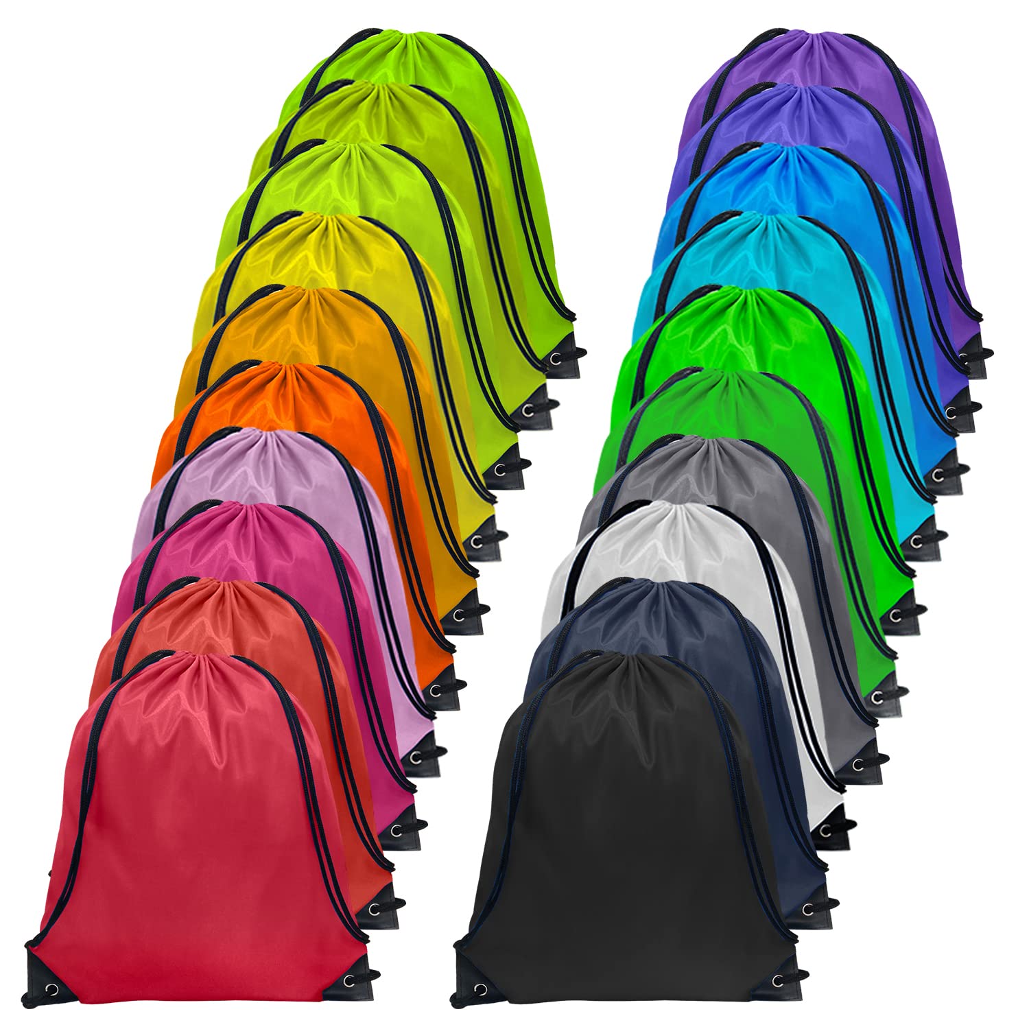 GoodtoU 40-Piece Nylon Drawstring Bags Bulk Pack - 20 Vibrant Colors for Gym, Sports & Travel - Durable Cinch Backpacks for School, Beach & Events