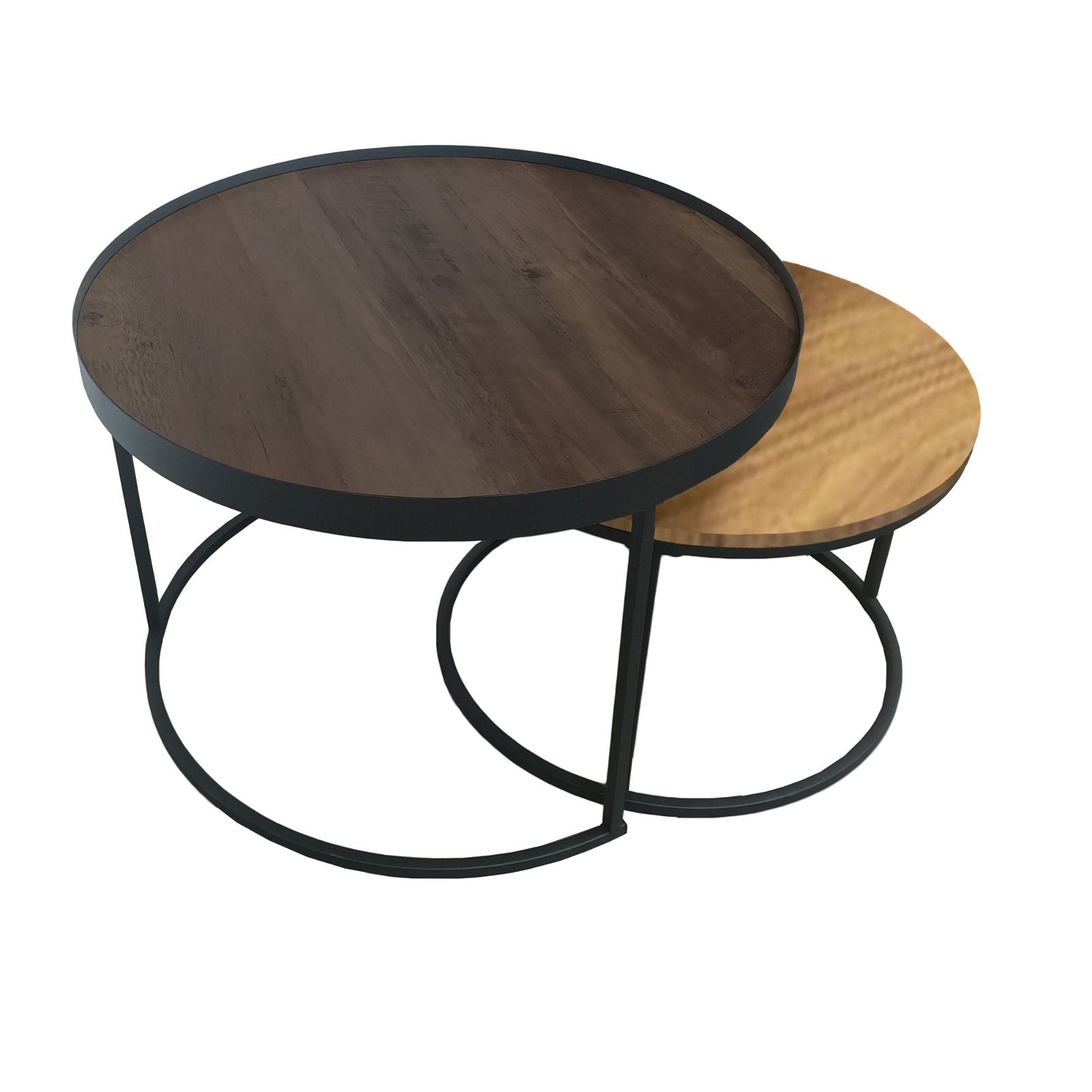 Modern Nested Coffee Table Set - Dark Walnut & English Oak Finish - Space Saving Living Room Furniture for Small Apartments & Cozy Homes