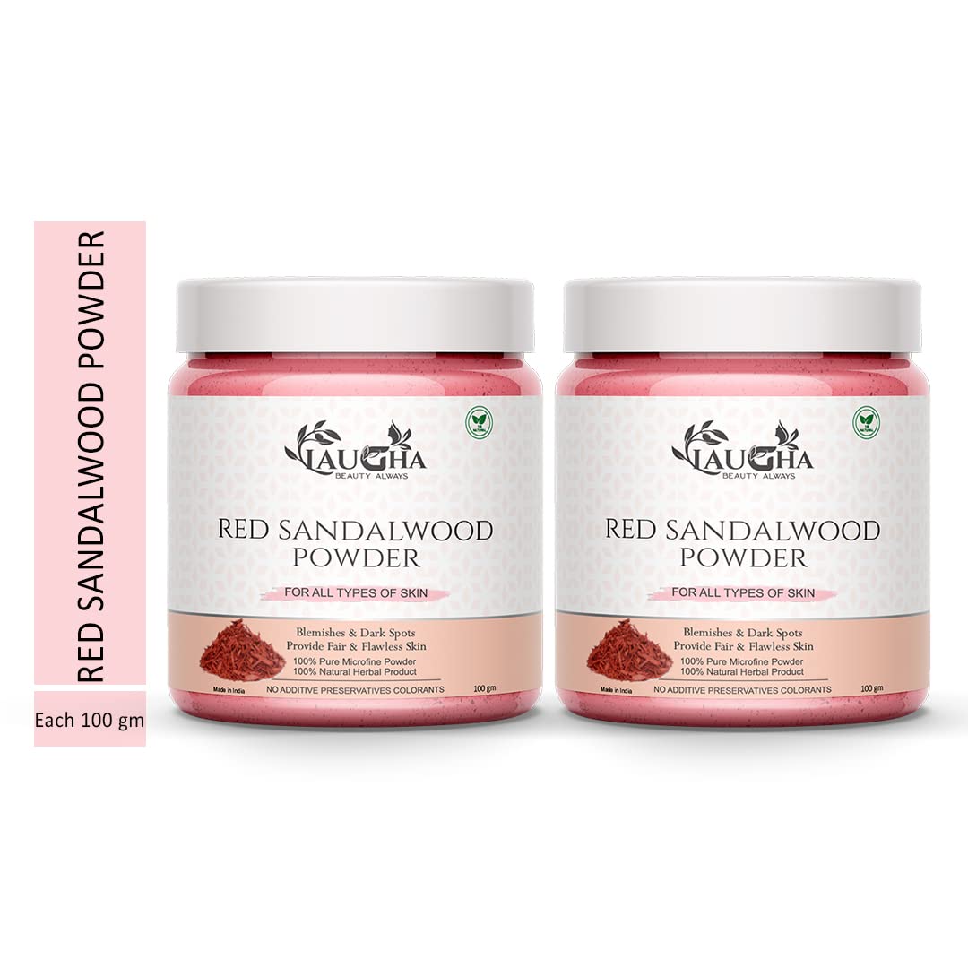Natural & Organic Red Sandalwood Powder for Skin Brightening & Glow - 100g Face Pack (Pack of 2 Jars, 200g Total) - Perfect for DIY Face Masks & Ayurvedic Skincare Routines