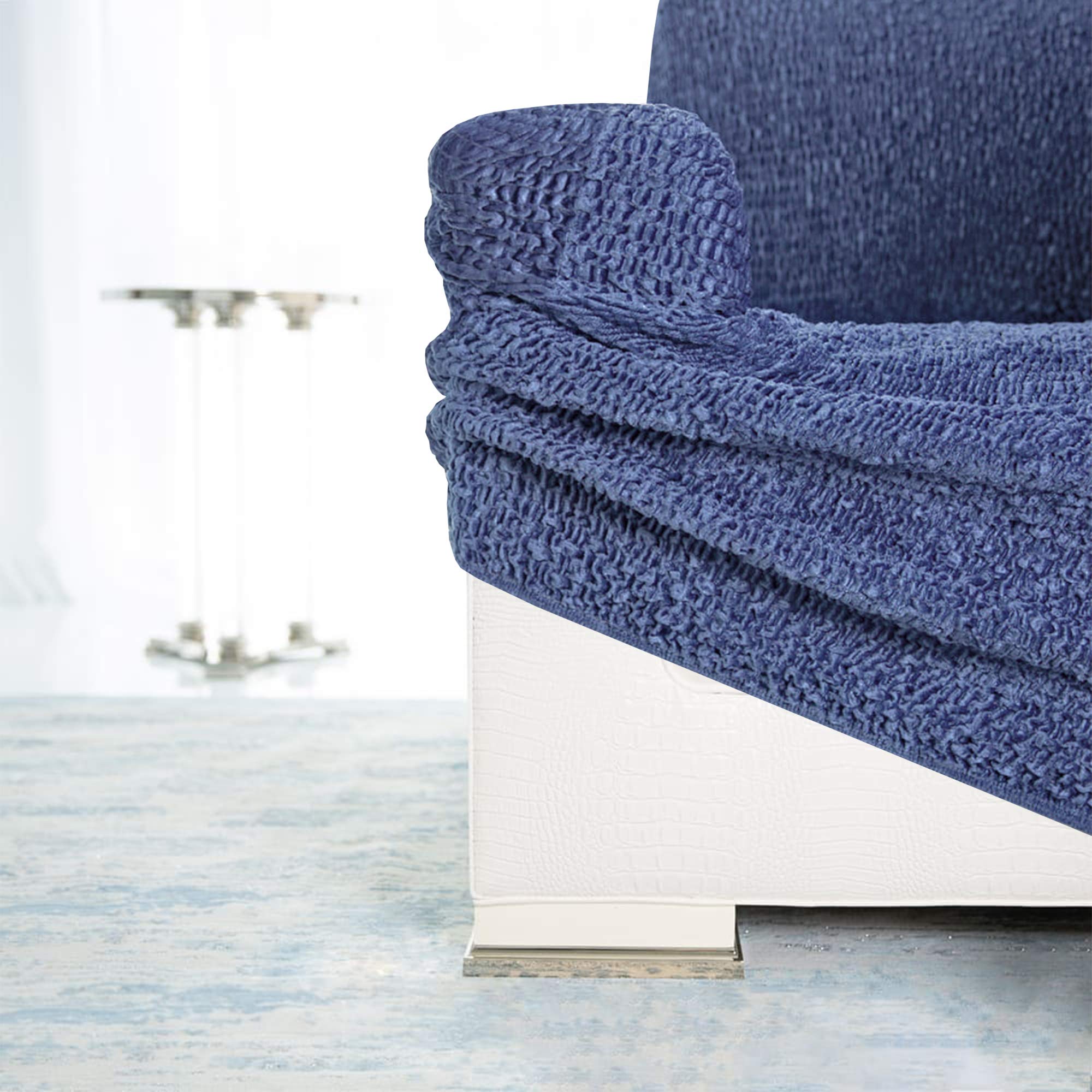 PAULATO BY GA.I.CO. Soft Velvet Stretch Recliner Sofa Cover - Furniture Protector for Living Room, Bedroom - Blue (87x42x40 inches) - Perfect for Pets, Kids & Everyday Use