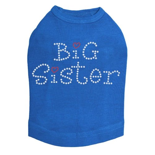 Big Sister with Red Heart Rhinestone Dog Tank Top - Cute Pet Clothes for Small Dogs - Perfect for Birthday Parties & Family Photos