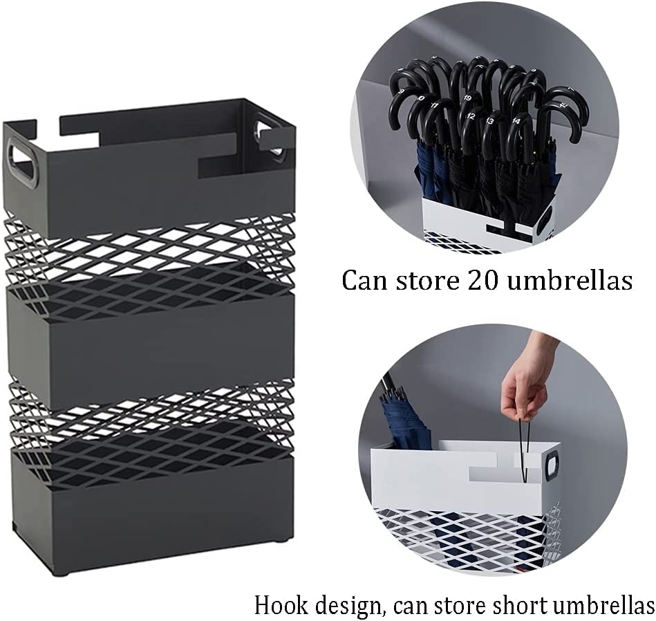 Large Capacity Metal Umbrella Stand with Drip Tray - Holds 20 Umbrellas - Sturdy Umbrella Holder for Home, Office & Business Entryway - Perfect for Rainy Day Organization & Drip-Free Storage