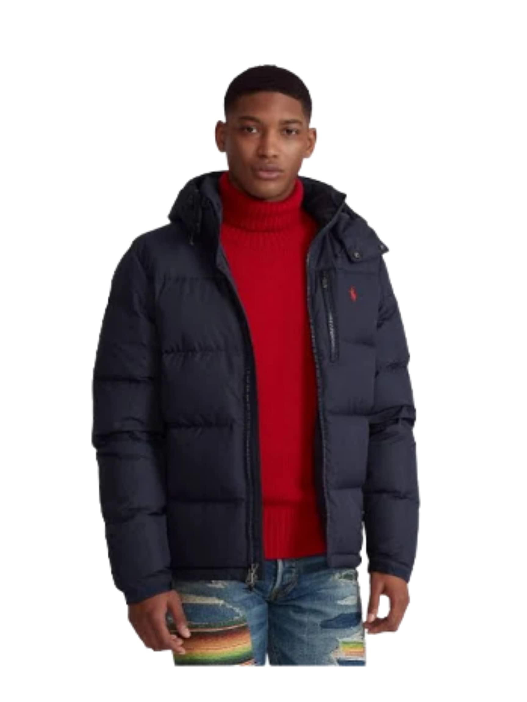 Polo Ralph Lauren Men's Water-Repellent Down Jacket - Navy Blue Medium Size | Winter Warm Puffer Coat for Outdoor Activities & Casual Wear