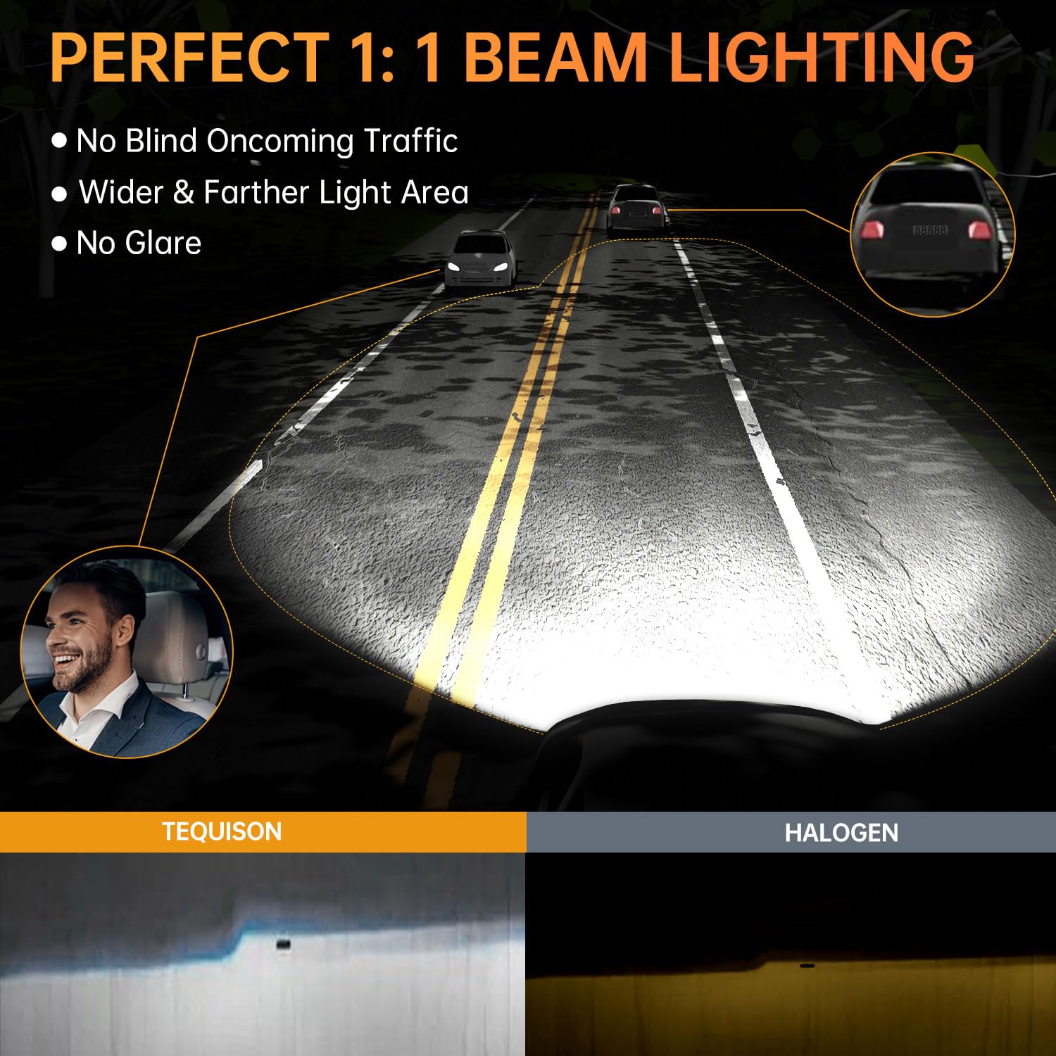 HB3 H9 H8 H16 LED Fog Light Bulbs Combo - 800% Brighter 6500K Cool White - High & Low Beam with 14000RPM Cooling Fan - Plug & Play - Pack of 4 - Perfect for Off-Roading, Night Driving & Foggy Conditions