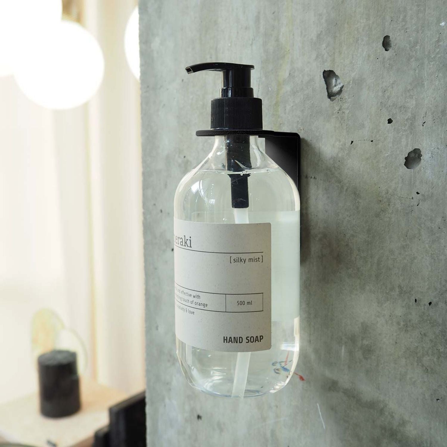 DESIGNSTUFF Floating Soap Dispenser Holder - Black | Bathroom Organizer for Sink Countertop | Waterproof Soap Dispenser Stand for Kitchen & Bathroom Decor