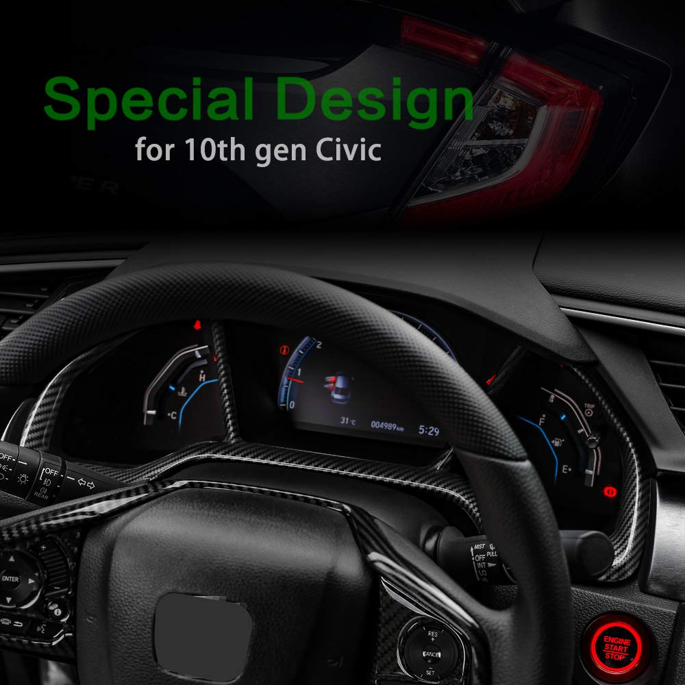 Premium Carbon Fiber Dashboard Trim Cover for 2016-2021 Honda Civic 10th Gen - Interior Decorative Panel Accessory | Perfect for Car Customization & Interior Upgrade