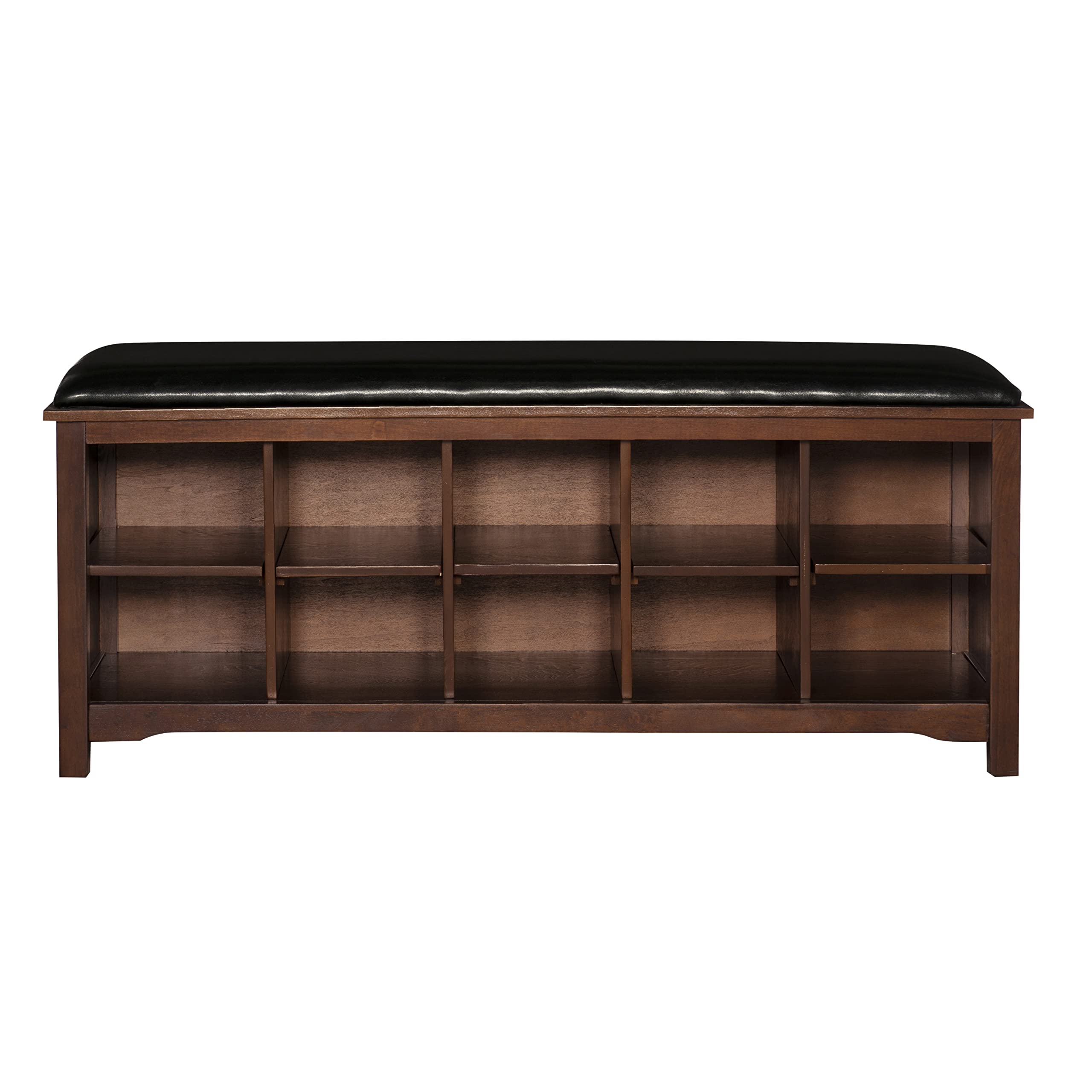 Linon Cape Anne Dark Walnut Wooden Bench, 45 Inch Wide Entryway Seating, Brown Finish - Perfect for Hallway, Bedroom or Living Room Furniture