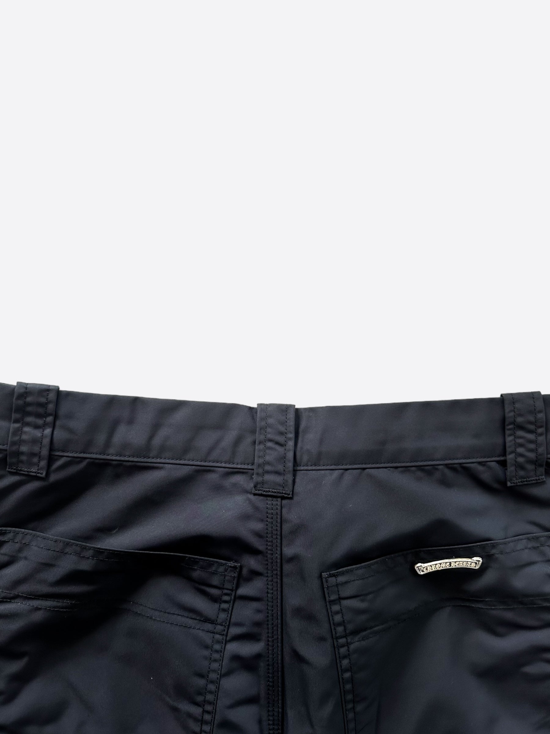 Chrome Hearts Black Nylon & Leather Carpenter Pants for Men - Stylish Gothic Workwear & Street Fashion Pants for Everyday Wear