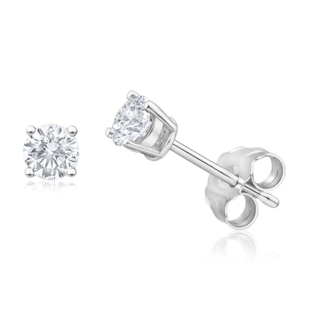 9ct White Gold Diamond Stud Earrings for Women - Elegant 0.25 Carat Round Cut Diamond Earrings | Perfect for Weddings, Anniversaries & Everyday Luxury
