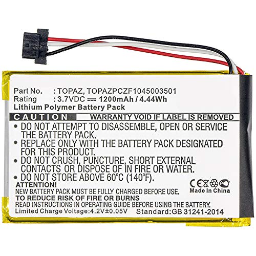 Synergy Digital 3.7V 1200mAh Li-Polymer Replacement Battery for Navigon Topaz GPS (Model: TOPAZPCZF1045003501) - Perfect for Road Trips & Outdoor Navigation