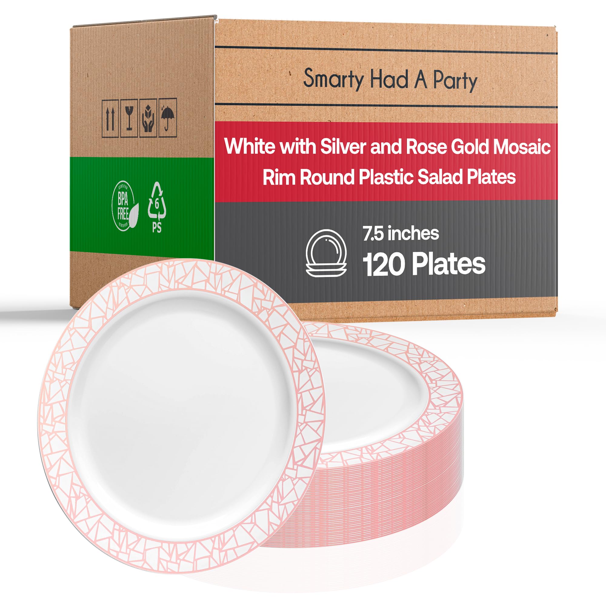 Elegant Disposable Plastic Dessert Plates 120 Pcs - 7.5