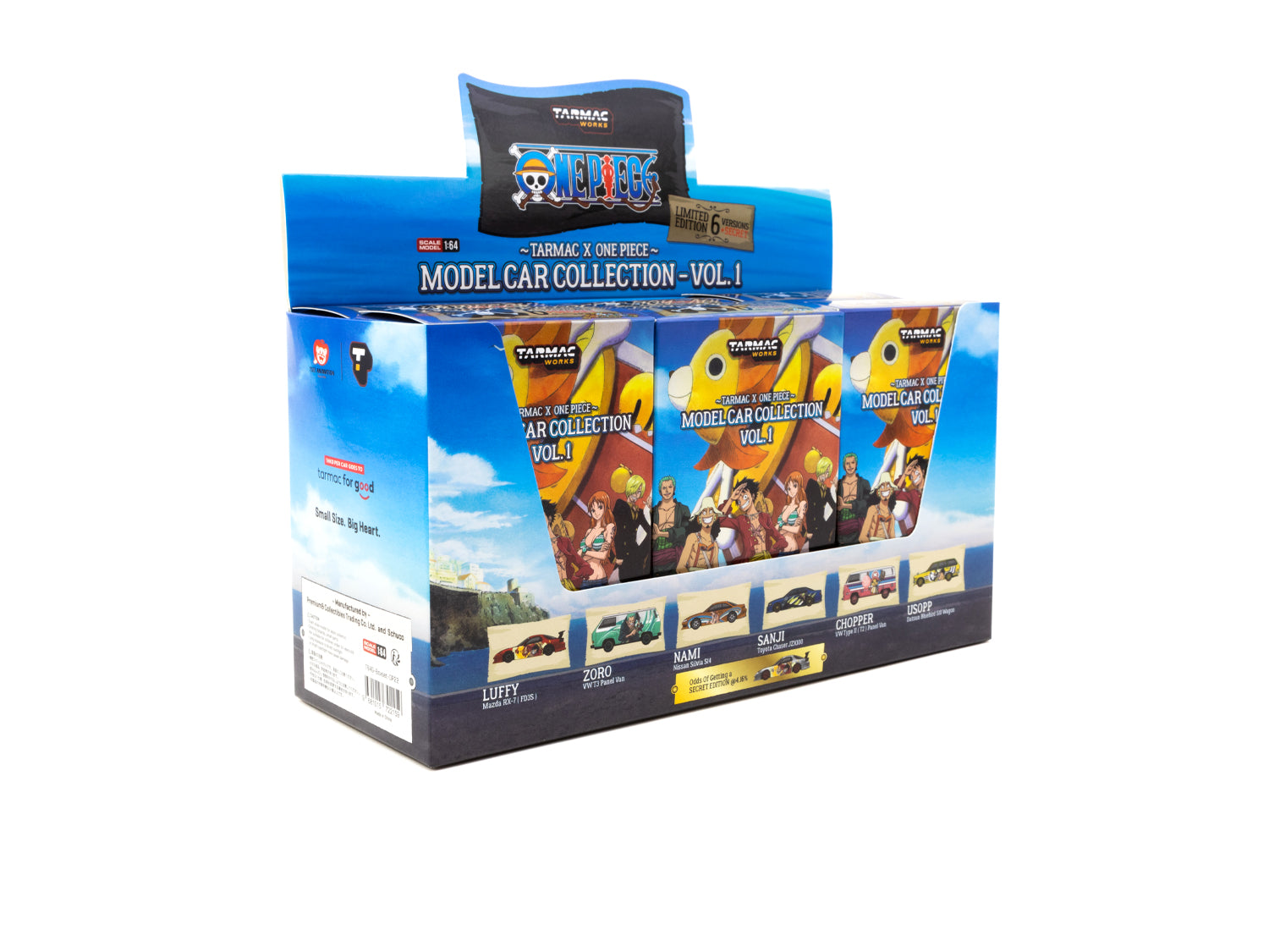 Tarmac Works x One Piece Model Car Collection VOL.1 - 6 Cars Set COLLAB64 | Anime-Themed Diecast Cars for Display & Collection | Perfect for Anime Fans, Car Enthusiasts & Gift Giving