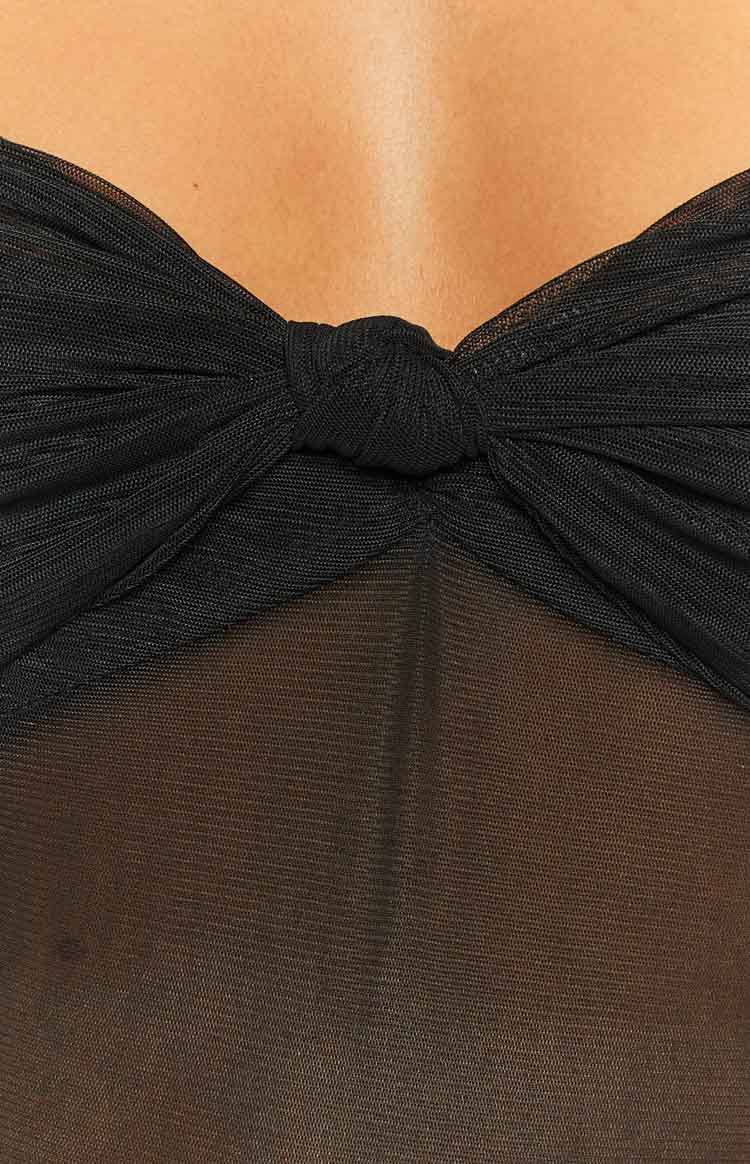 Cheyenne Black Tie Front Mesh Top for Women - Elegant Sleeveless Blouse for Party, Night Out & Special Occasions