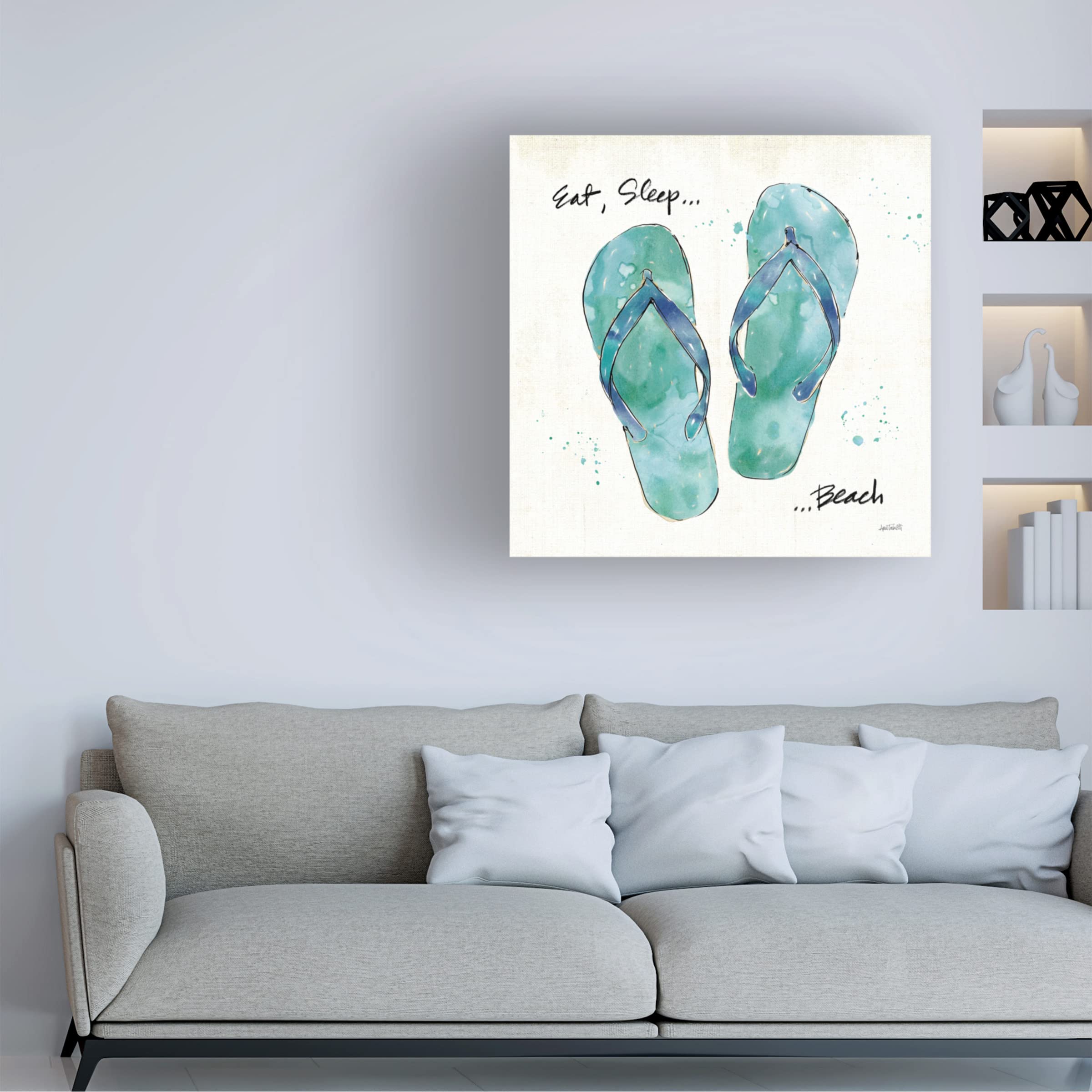 Anne Tavoletti 'Beach Divas VIII Aqua' Canvas Wall Art Print - Modern Coastal Home Decor for Living Room, Bedroom & Office - Trademark Fine Art Collection