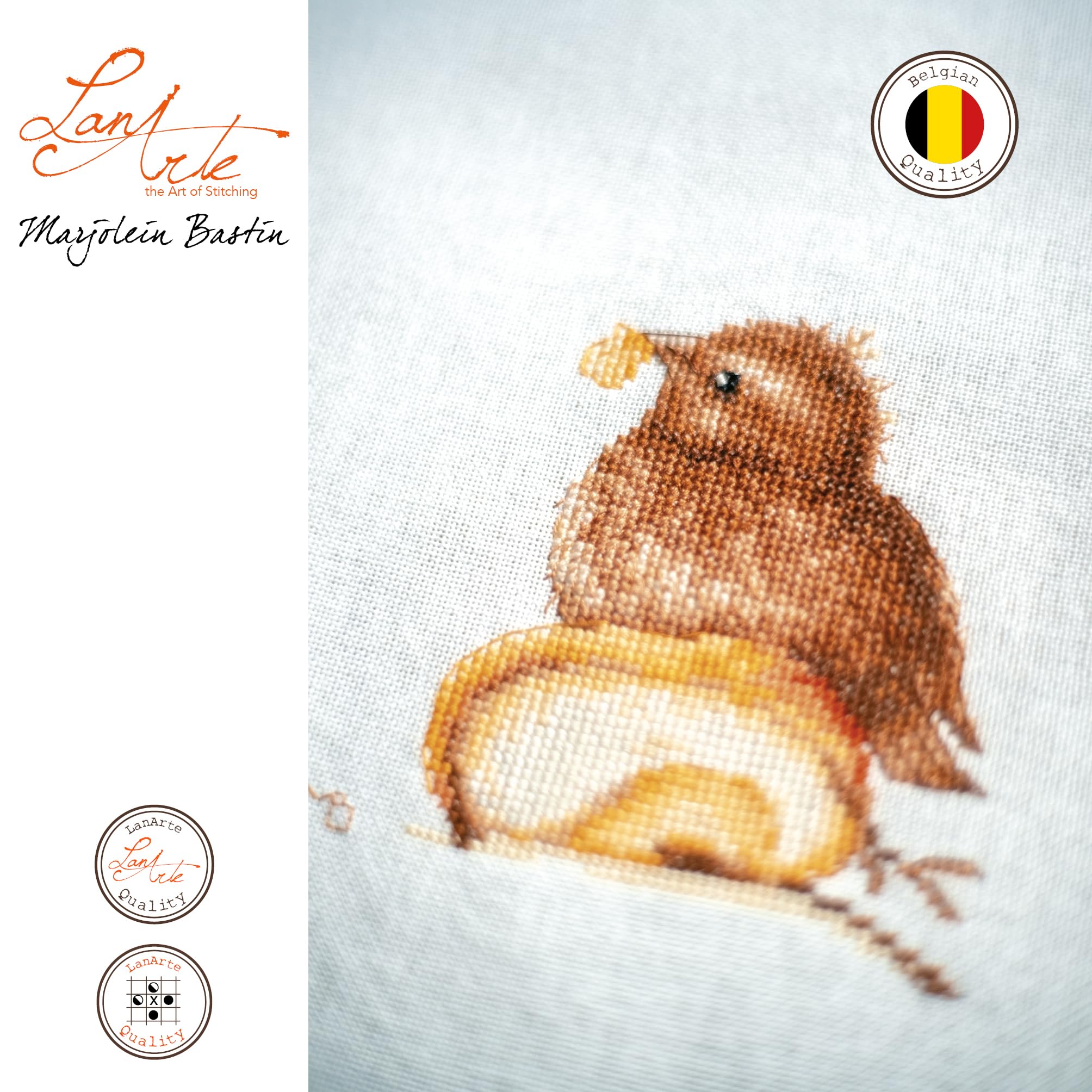 Lanarte Young Blackbird Cross Stitch Kit - 27 Count Aida Fabric - Premium Embroidery Supplies for Home Decor & Gift Giving
