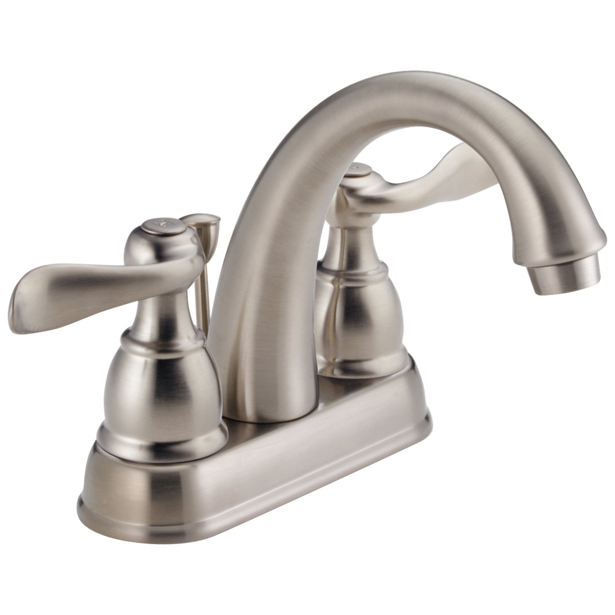 Delta Windemere Brushed Nickel Centerset Bathroom Faucet with Metal Drain Assembly - B2596LF-SS - Elegant Bathroom Sink Faucet for Modern Vanities & Powder Rooms