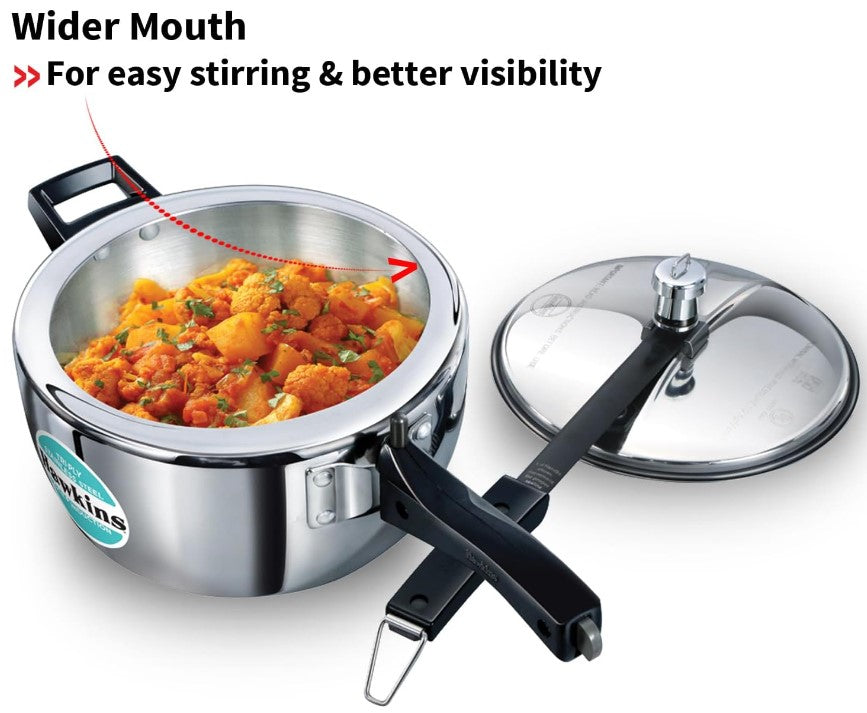 Hawkins 3.5L Tri-Ply Stainless Steel Pressure Cooker with Inner Lid - Perfect for Fast Cooking, Meal Prep & Healthy Eating at Home