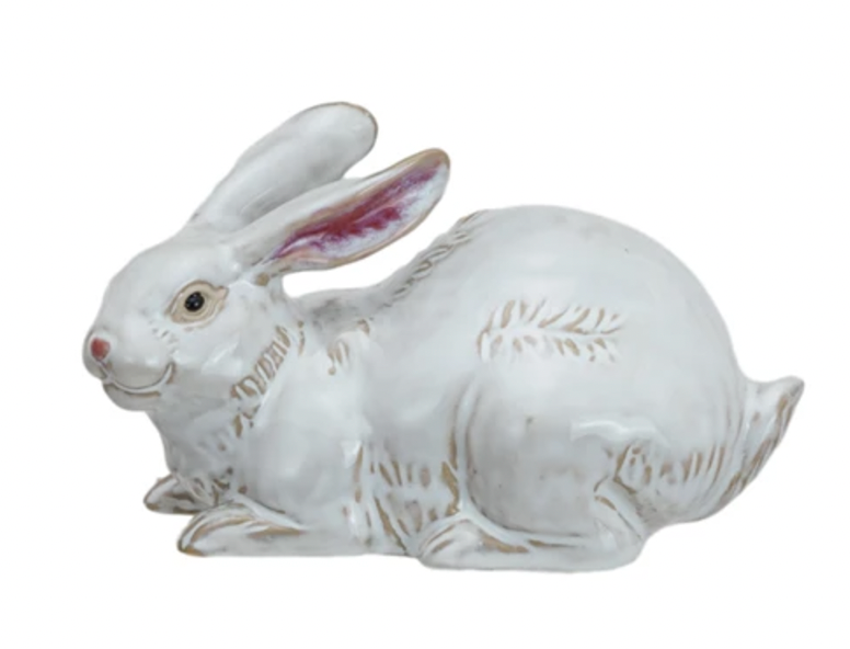 Handmade Stoneware Rabbit Figurine - Elegant Ceramic Home Decor for Easter, Spring & Farmhouse Style - Perfect for Shelf Display, Table Centerpiece & Gift Giving
