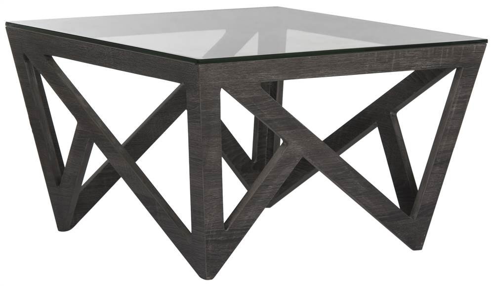 Safavieh Radley Grey Geometric Glass Coffee Table for Living Room