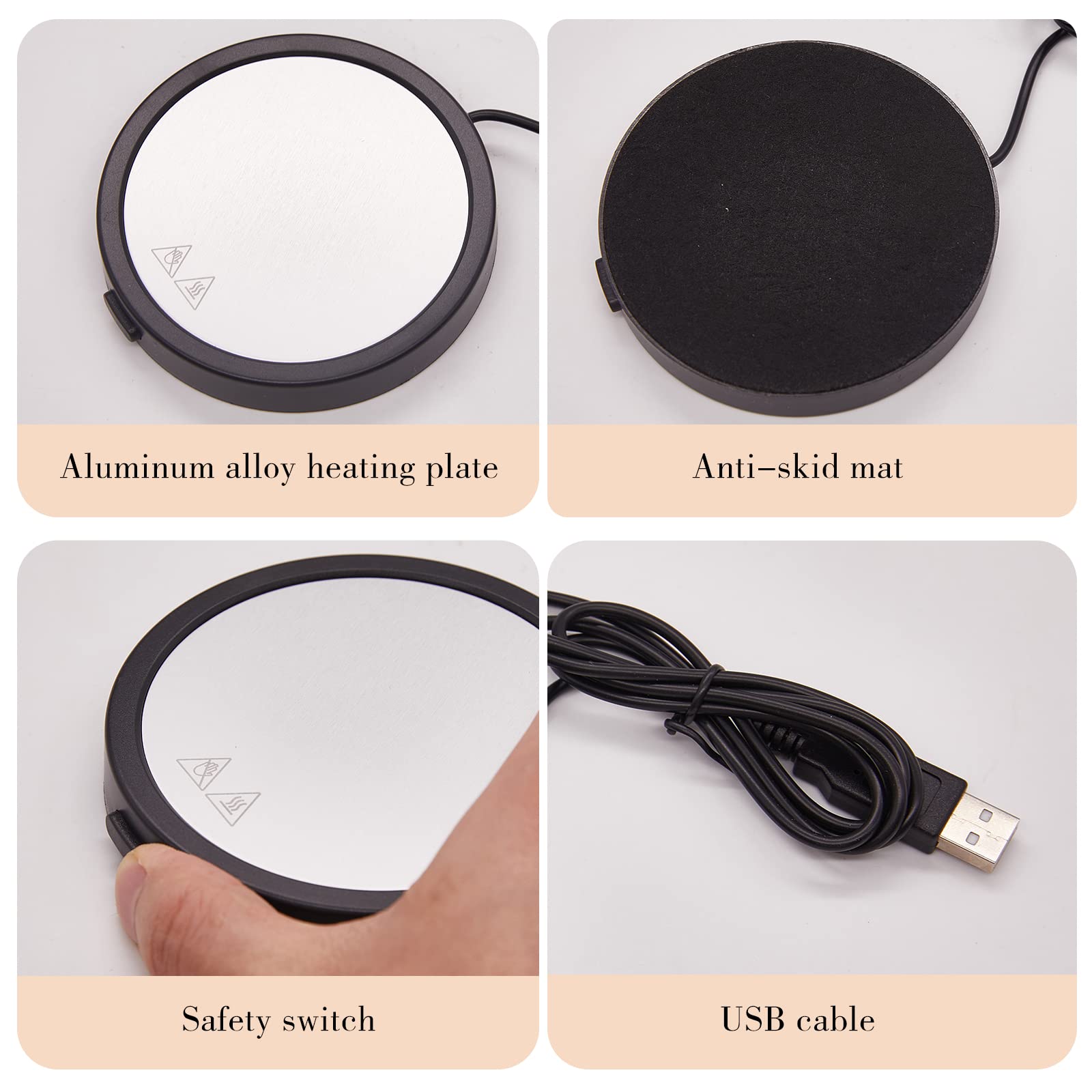 Mairhie USB Coffee Mug Warmer for Desk - Keep Coffee, Tea & Milk Hot - Portable Beverage Warmer Plate (Black) - Perfect for Office, Home & Travel Use